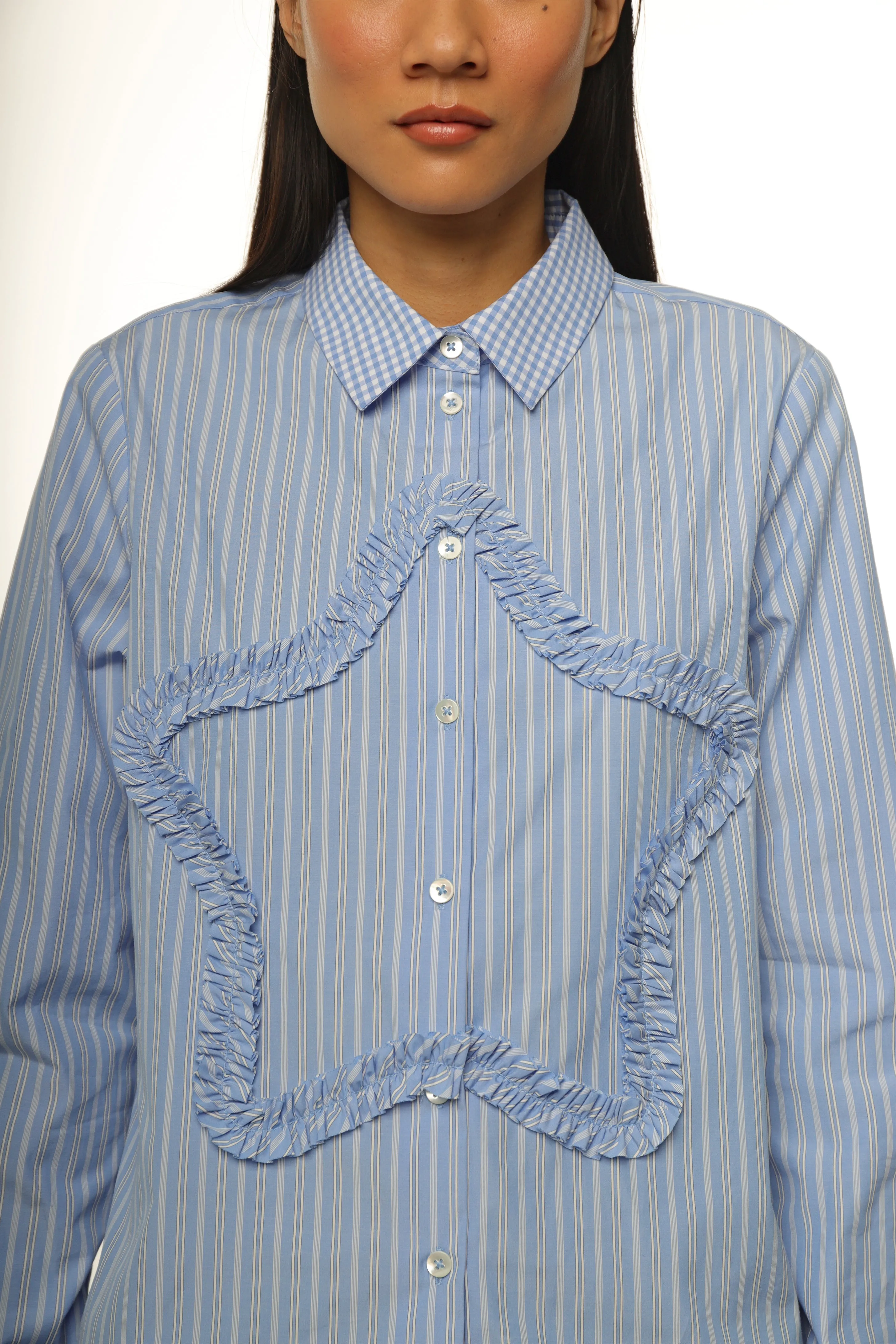 SIRIUS SHIRT IN LIGHT BLUE STRIPE sold by Sandy Liang product image thumbnail 4