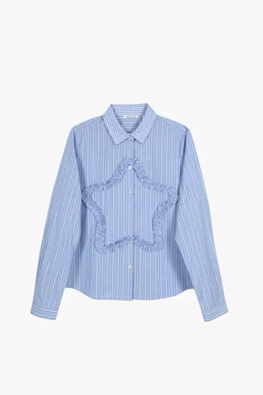 SIRIUS SHIRT IN LIGHT BLUE STRIPE sold by Sandy Liang