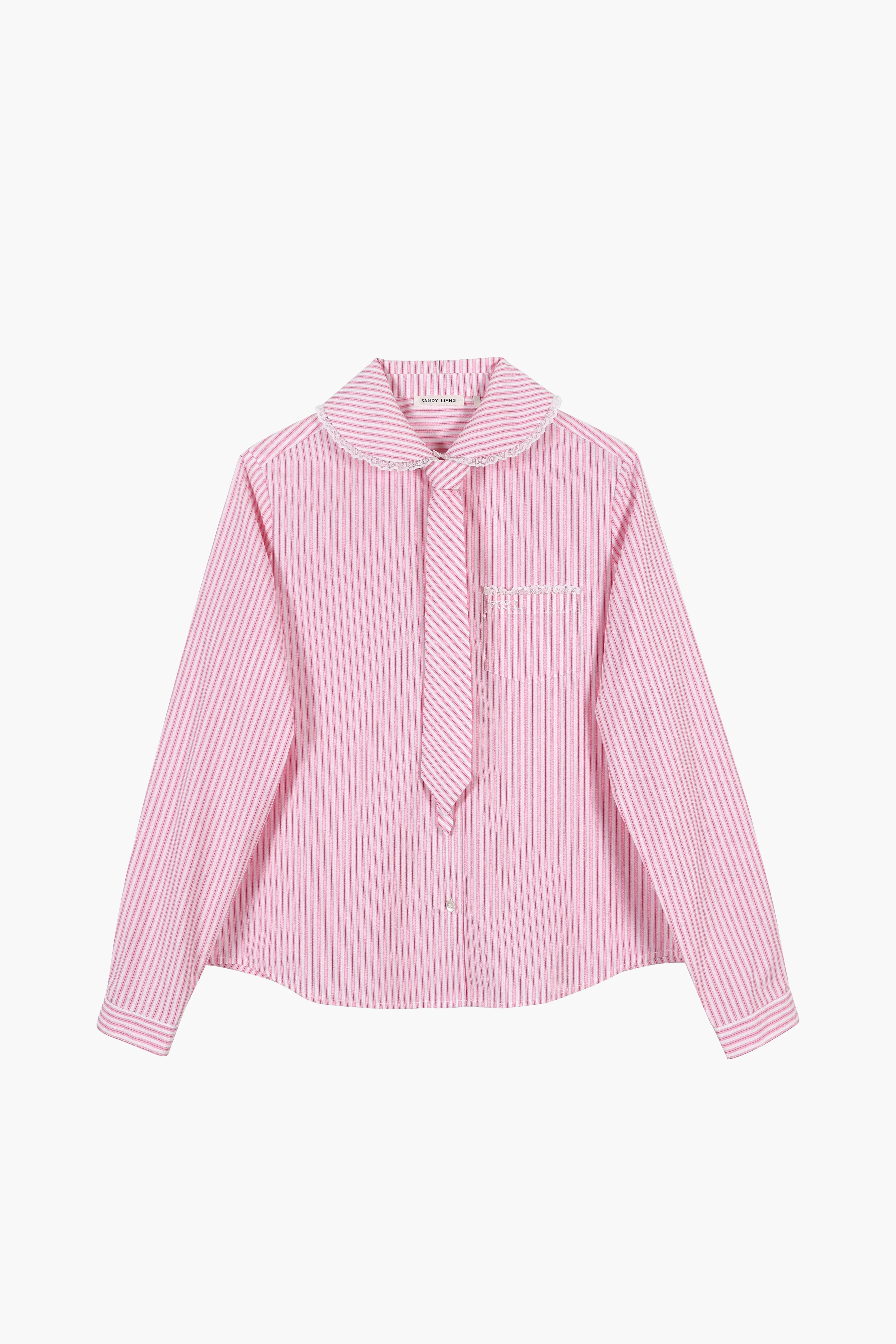 CARDIFF SHIRT IN PINK STRIPE sold by Sandy Liang