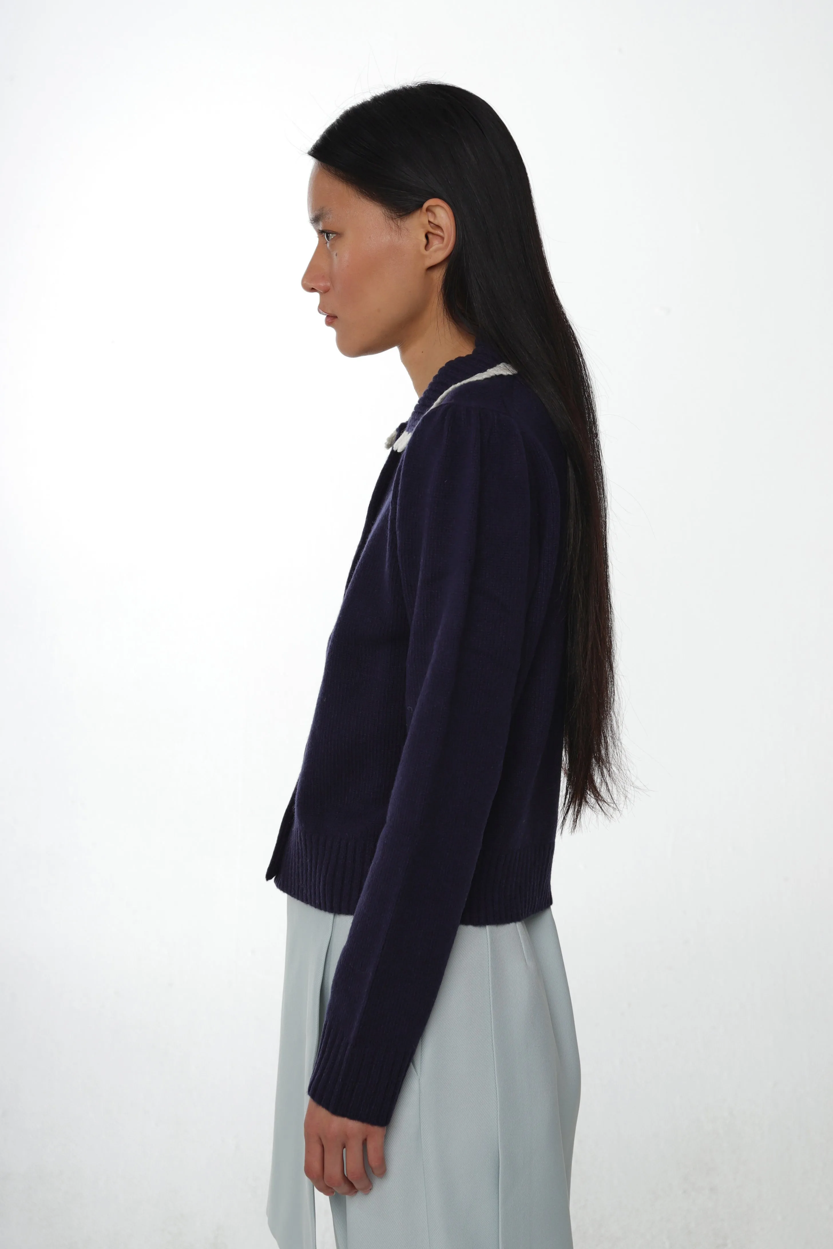 ROCHE CARDIGAN IN NAVY sold by Sandy Liang product image thumbnail 3