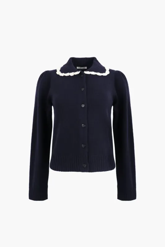 ROCHE CARDIGAN IN NAVY sold by Sandy Liang