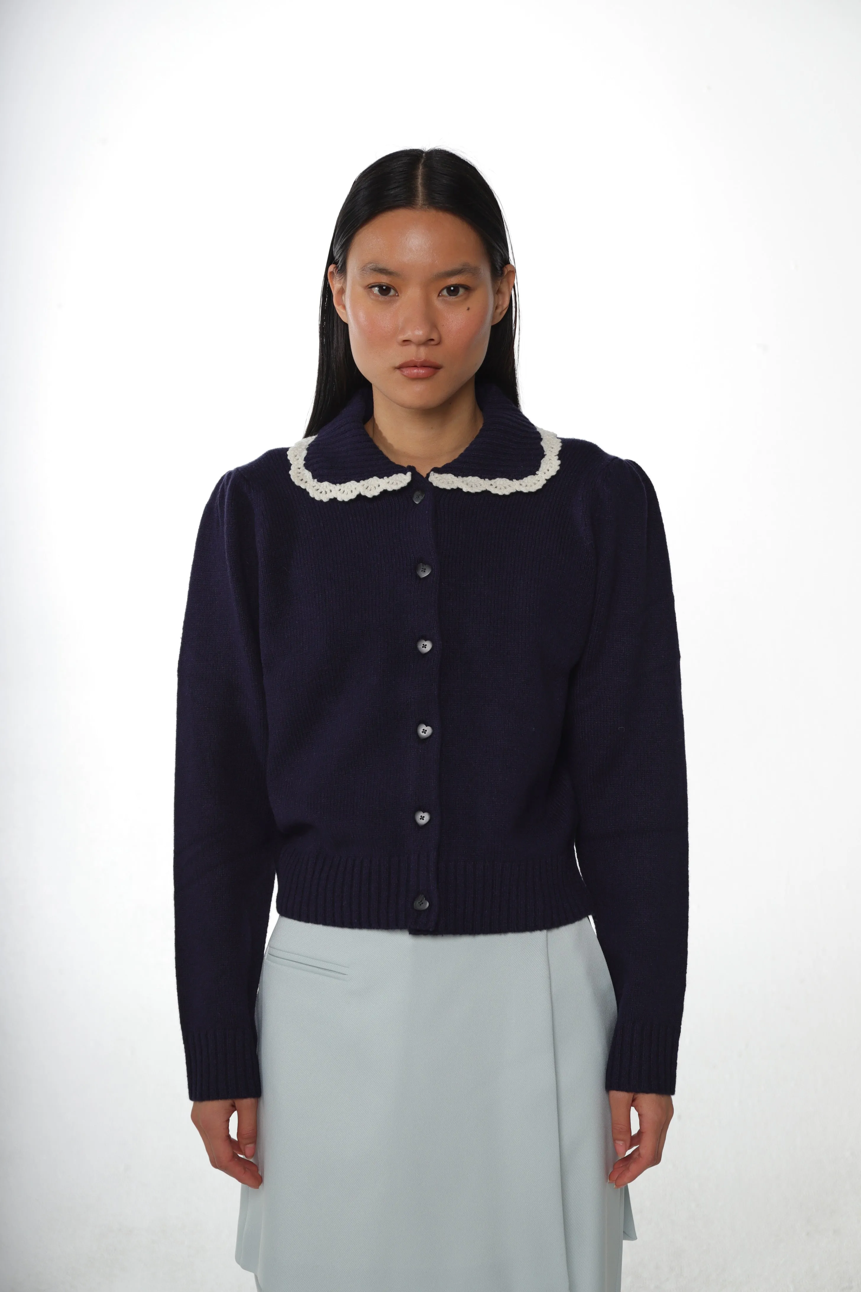 ROCHE CARDIGAN IN NAVY sold by Sandy Liang product image thumbnail 2