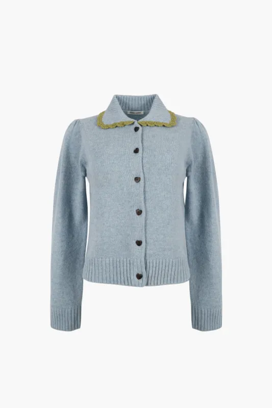 ROCHE CARDIGAN IN LIGHT BLUE sold by Sandy Liang