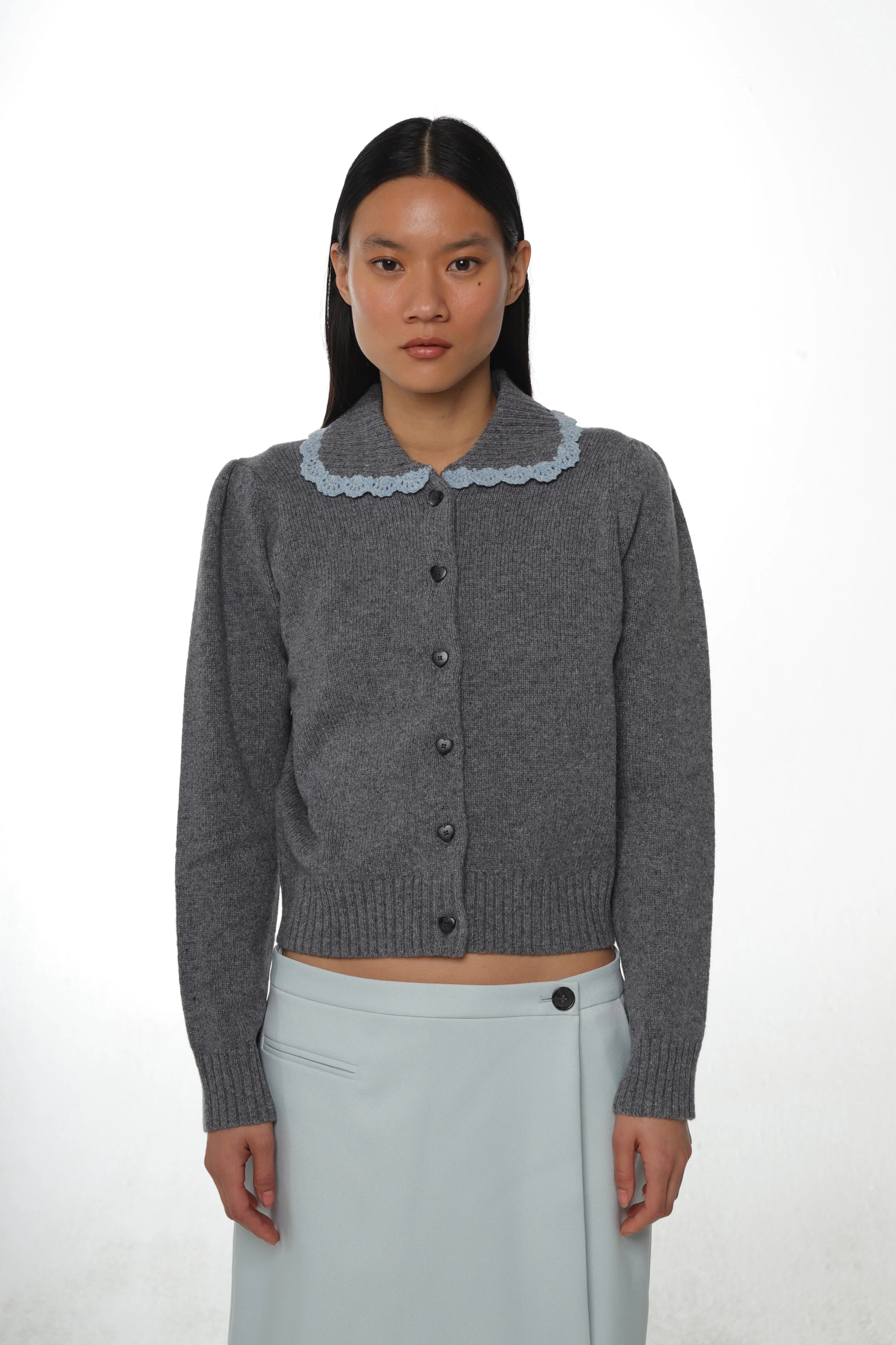 ROCHE CARDIGAN IN CHARCOAL sold by Sandy Liang product image thumbnail 2