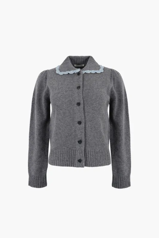 ROCHE CARDIGAN IN CHARCOAL sold by Sandy Liang
