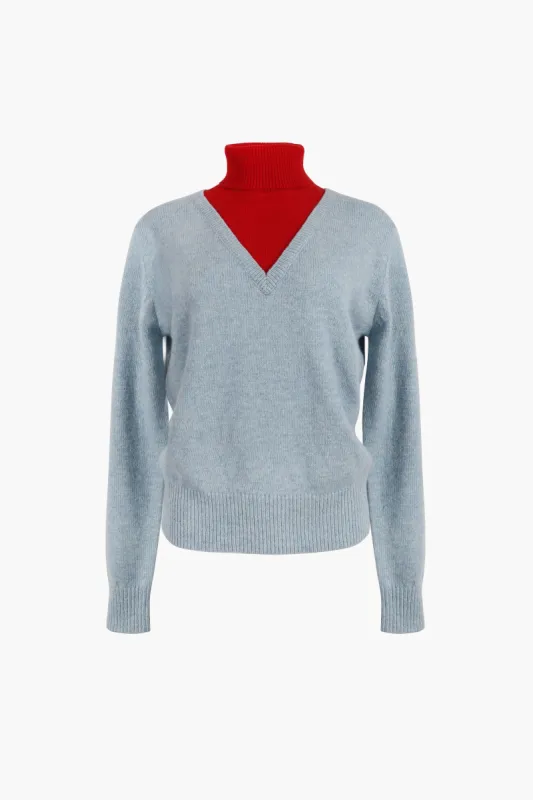 BAMBOO SWEATER IN LIGHT BLUE sold by Sandy Liang