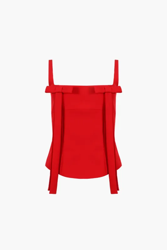 TEACUP TANK IN RED sold by Sandy Liang