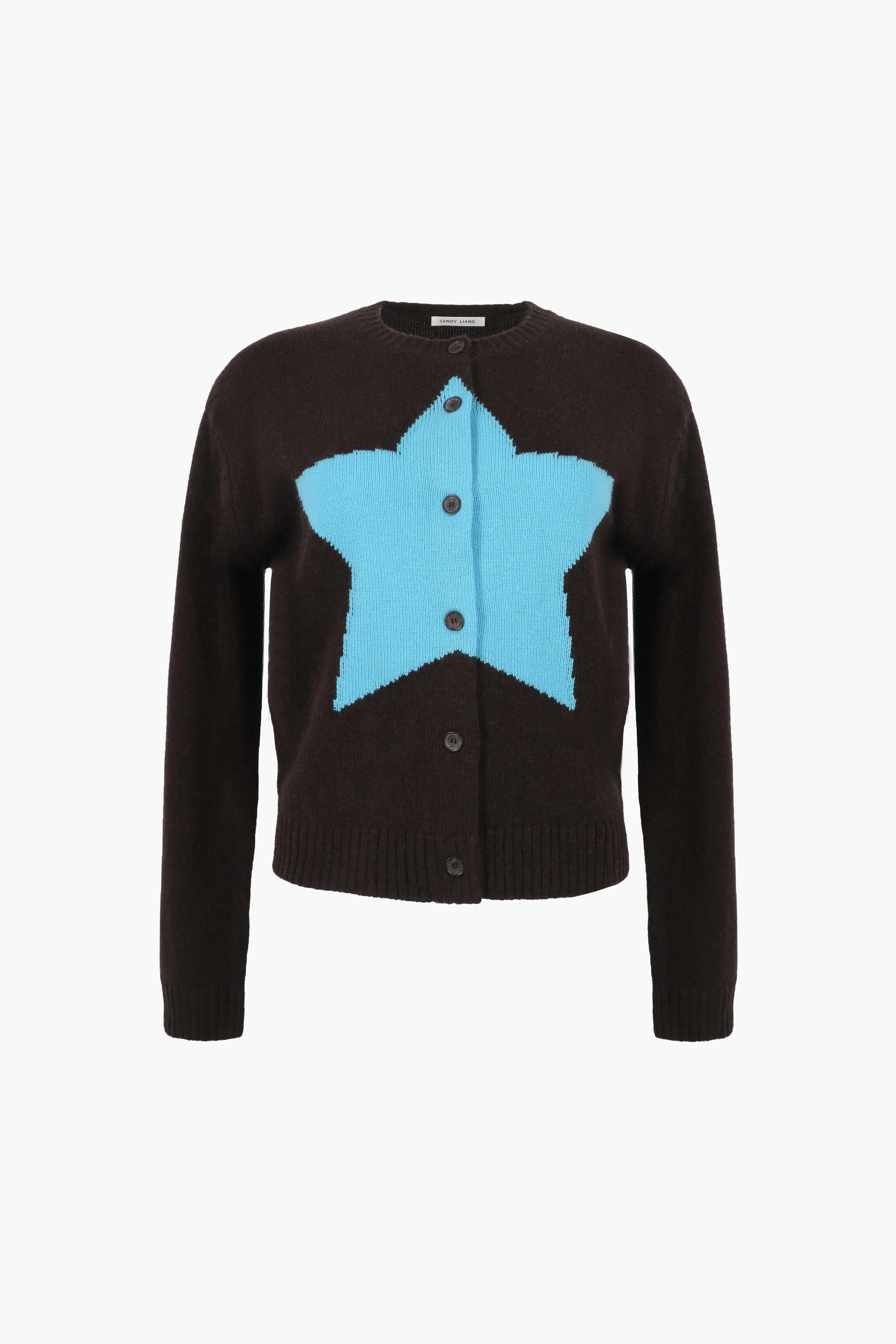 BOUCHETTE CARDIGAN IN DARK BROWN sold by Sandy Liang