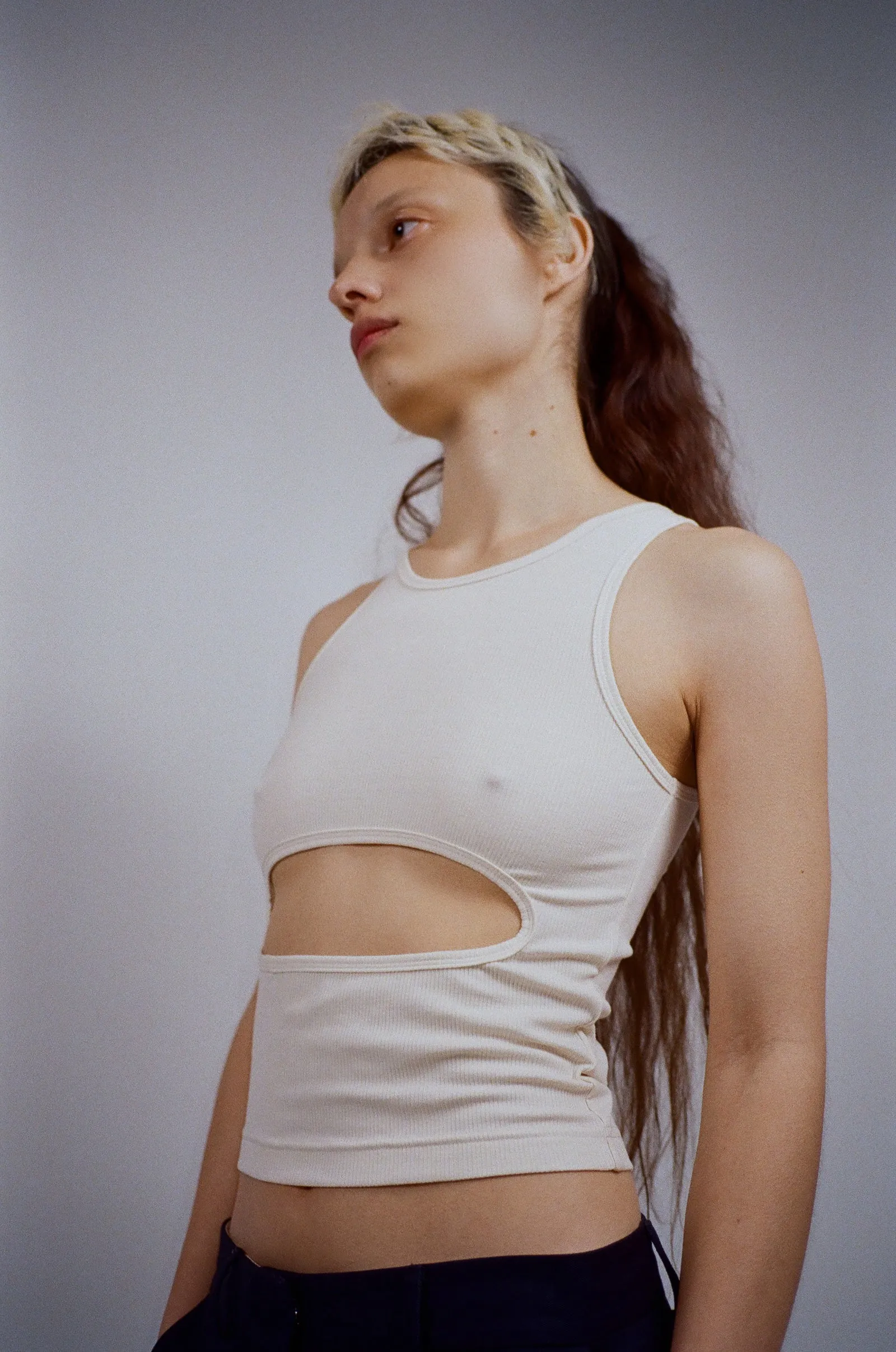 RIBLET TANK IN CREAM sold by Sandy Liang product image thumbnail 3