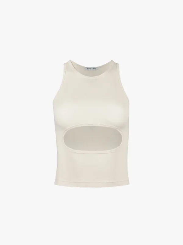 RIBLET TANK IN CREAM sold by Sandy Liang