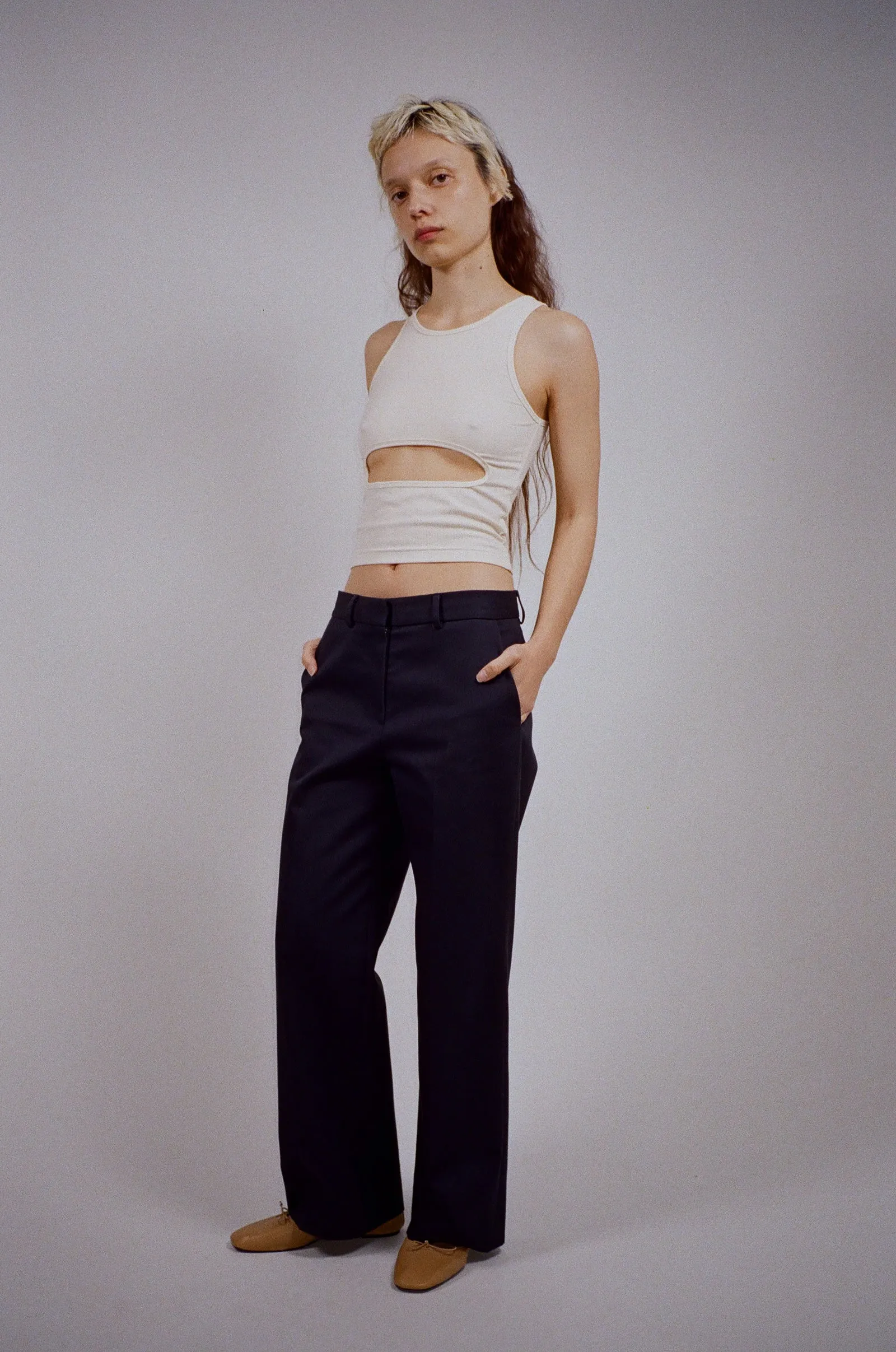 RIBLET TANK IN CREAM sold by Sandy Liang product image thumbnail 2