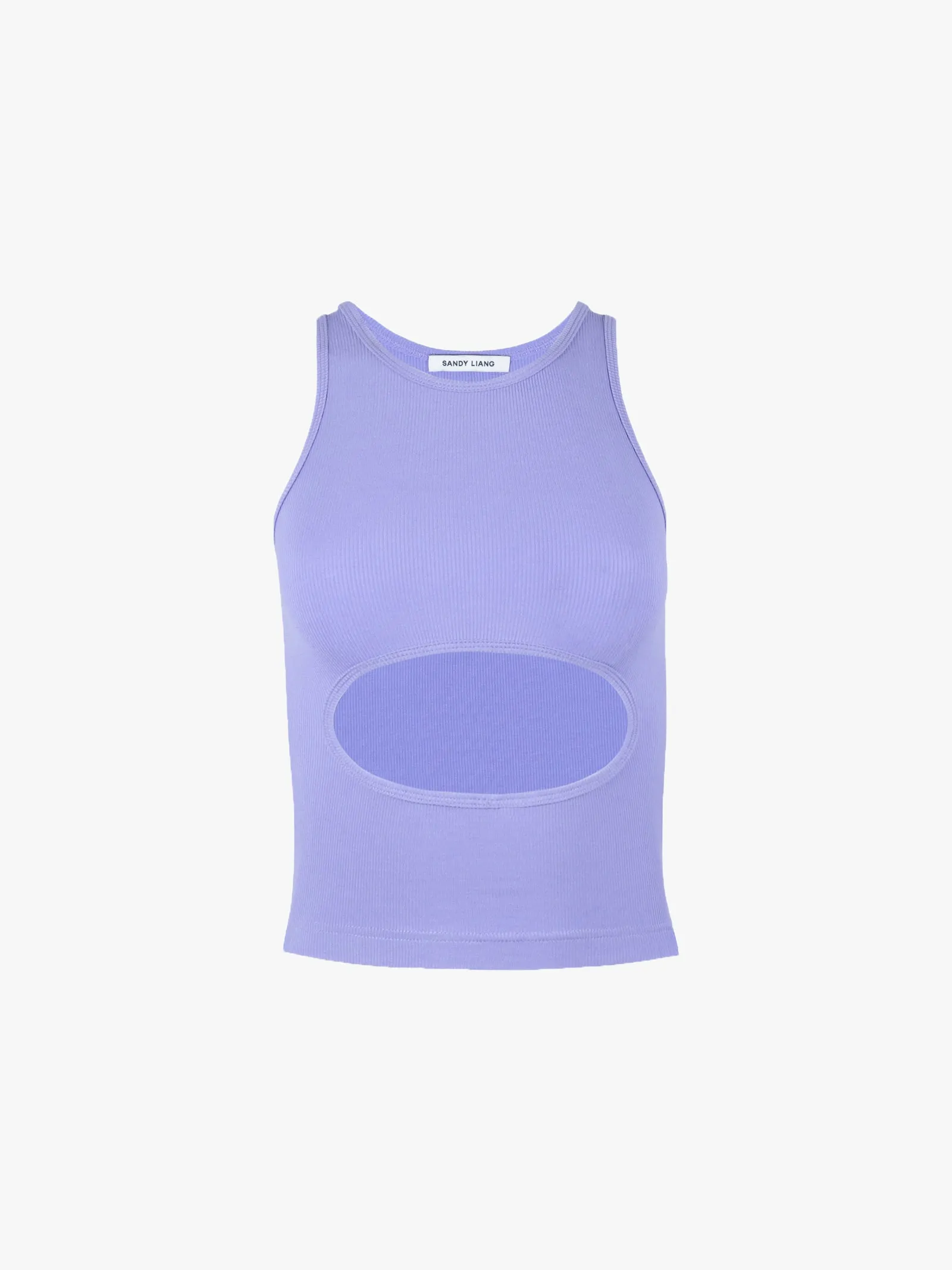 RIBLET TANK IN LILAC sold by Sandy Liang