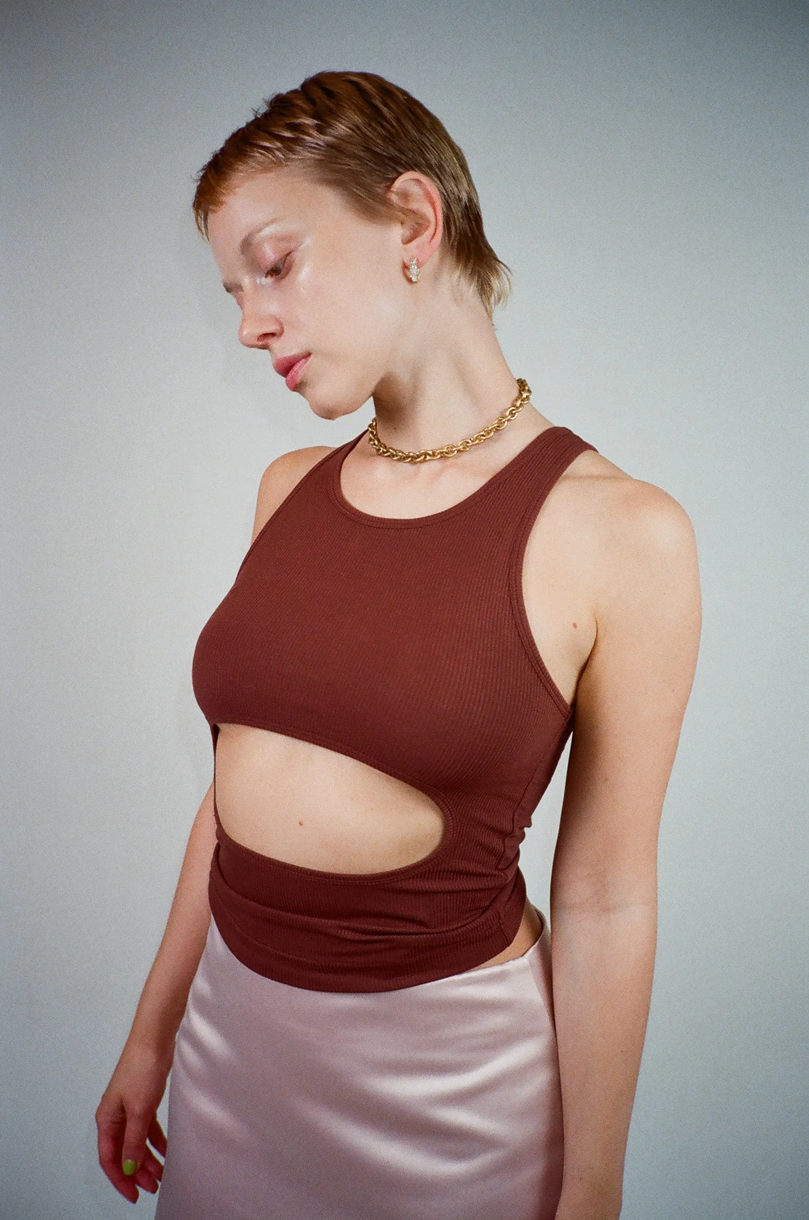 RIBLET TANK IN COCOA sold by Sandy Liang product image thumbnail 2