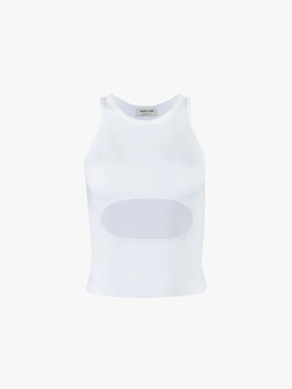 RIBLET TANK IN BLANC sold by Sandy Liang