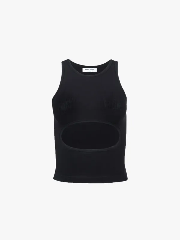 RIBLET TANK IN NOIR sold by Sandy Liang