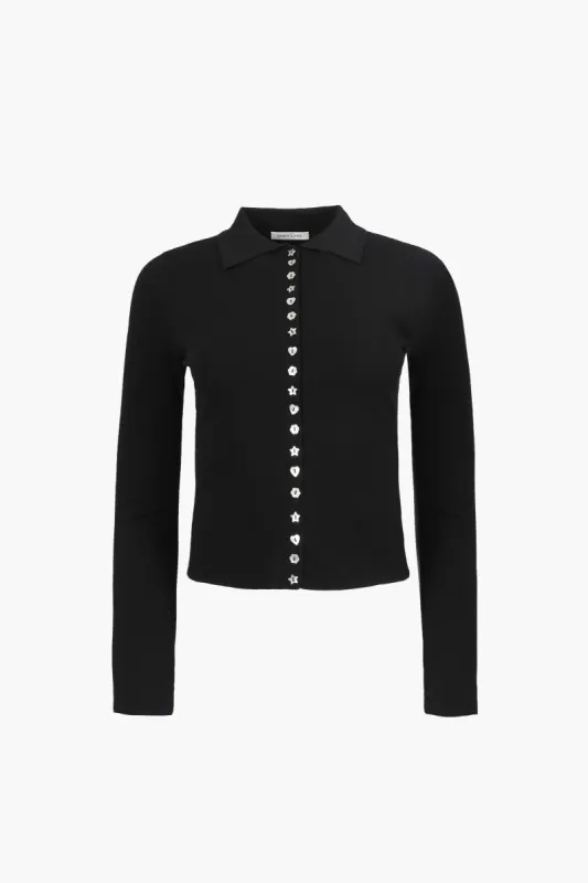 FICTION CARDIGAN IN BLACK sold by Sandy Liang