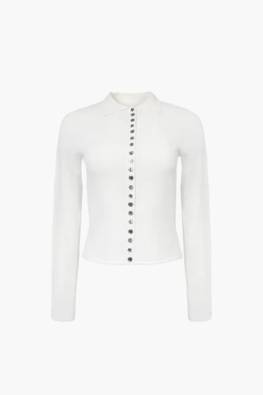 FICTION CARDIGAN IN WHITE sold by Sandy Liang