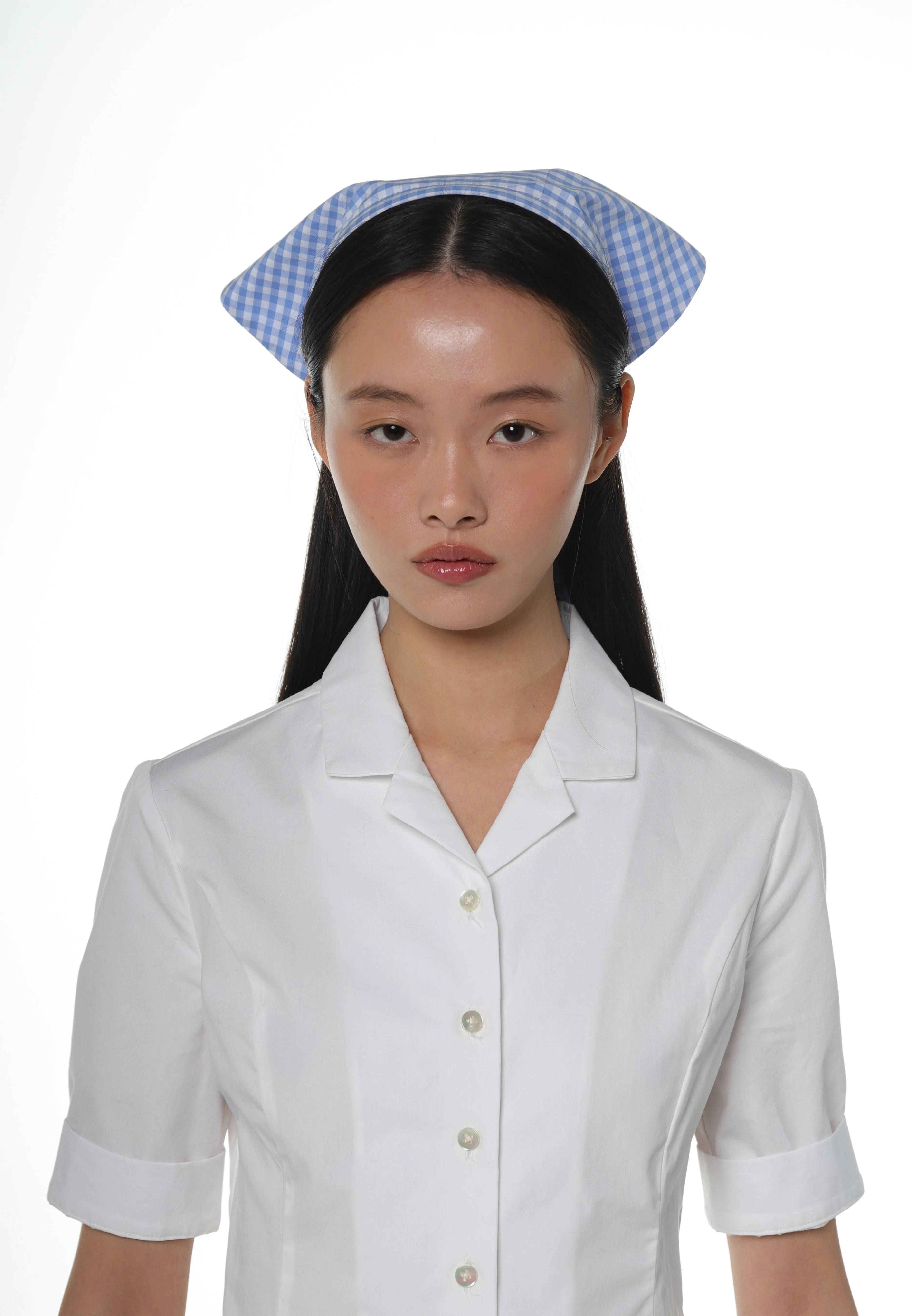 ACUTE BANDANA HEADBAND IN BLUE GINGHAM sold by Sandy Liang product image thumbnail 3