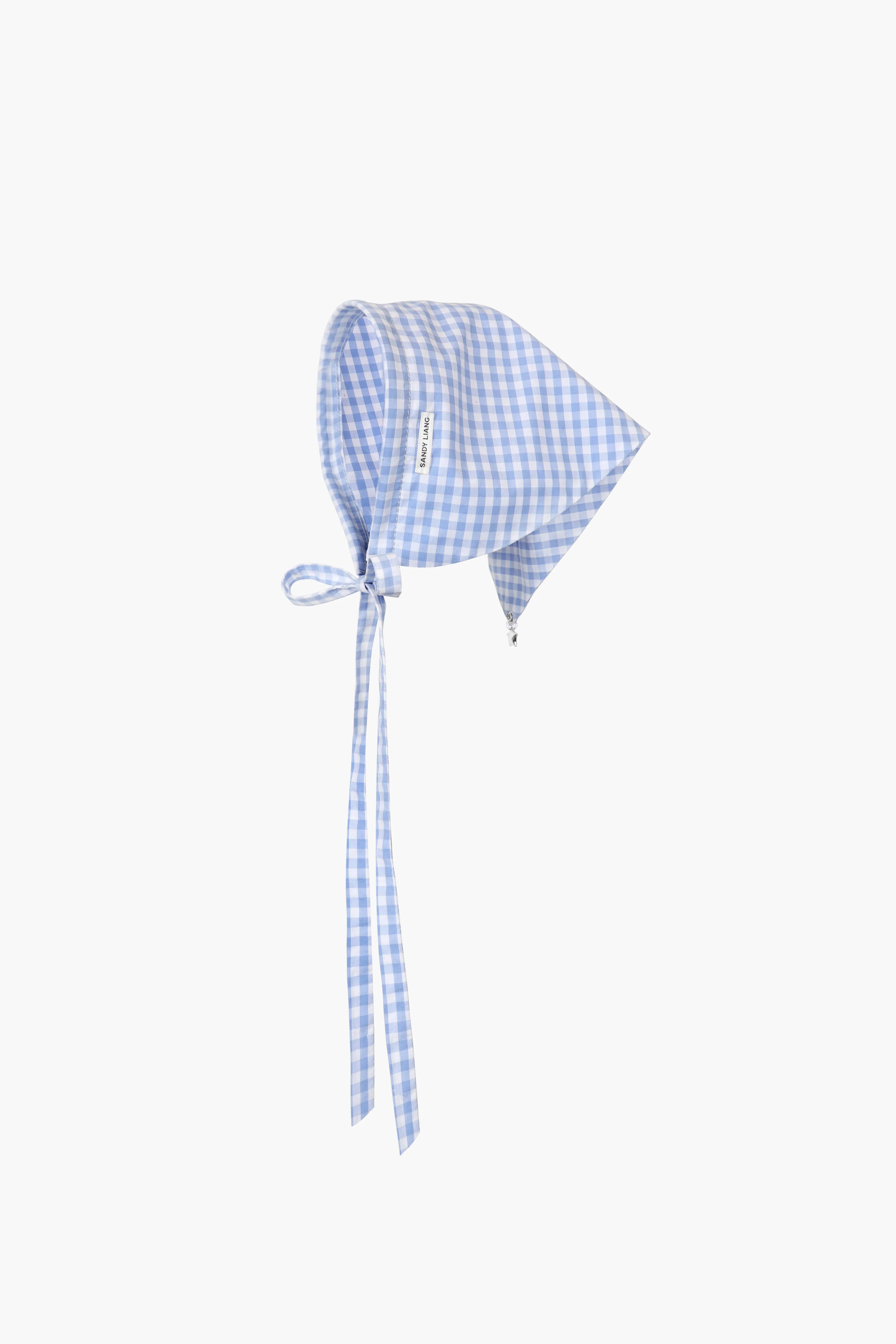 ACUTE BANDANA HEADBAND IN BLUE GINGHAM sold by Sandy Liang