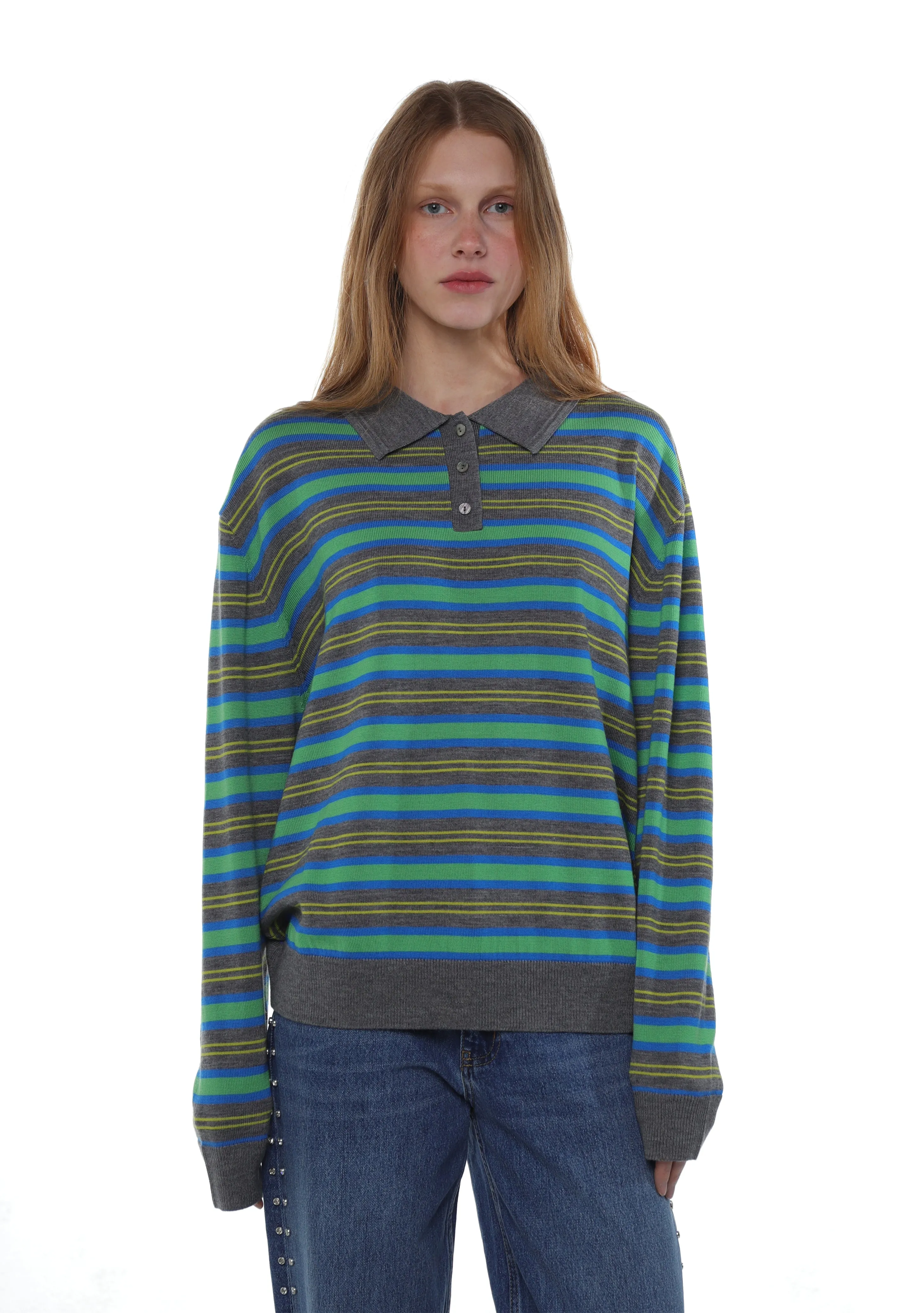 WOODS SWEATER IN GREEN STRIPE sold by Sandy Liang product image thumbnail 4