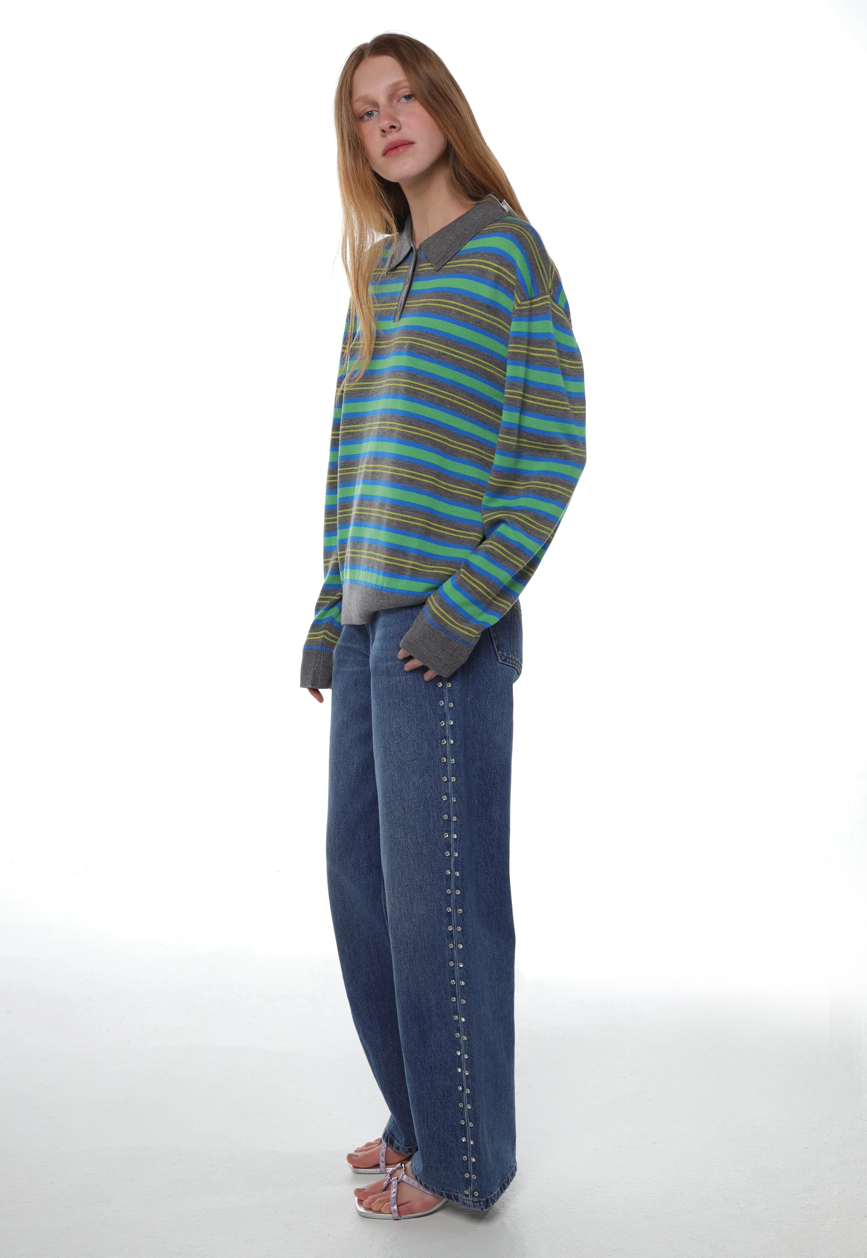 WOODS SWEATER IN GREEN STRIPE sold by Sandy Liang product image thumbnail 3