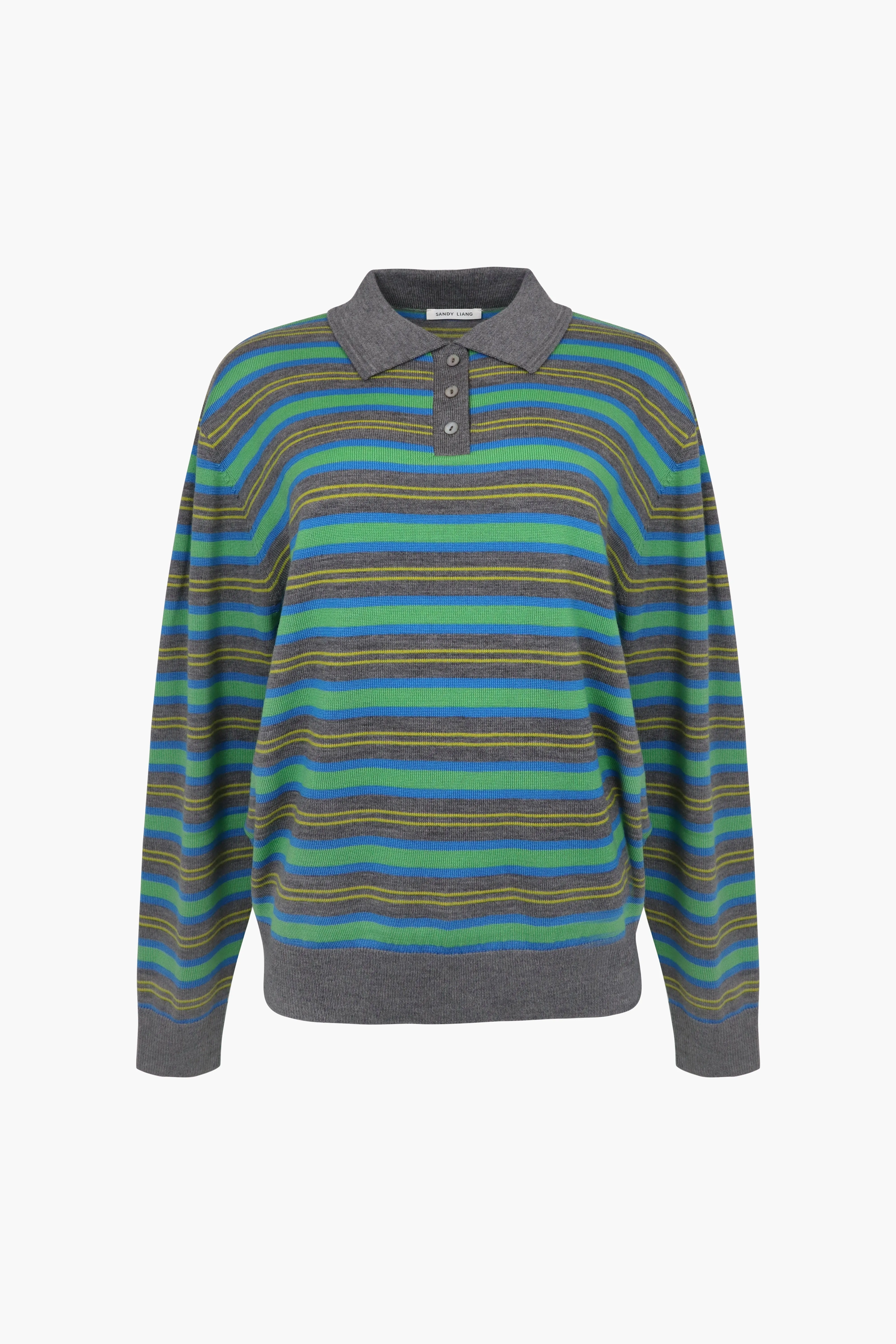 WOODS SWEATER IN GREEN STRIPE sold by Sandy Liang