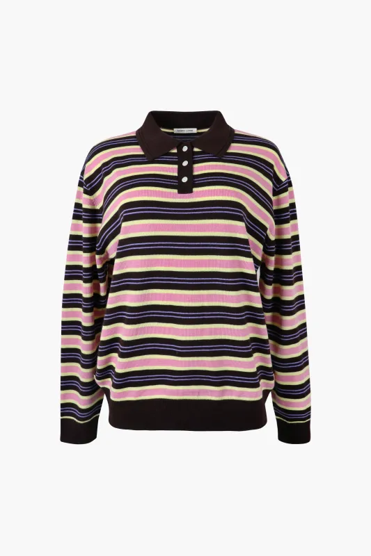 WOODS SWEATER IN BROWN STRIPE sold by Sandy Liang