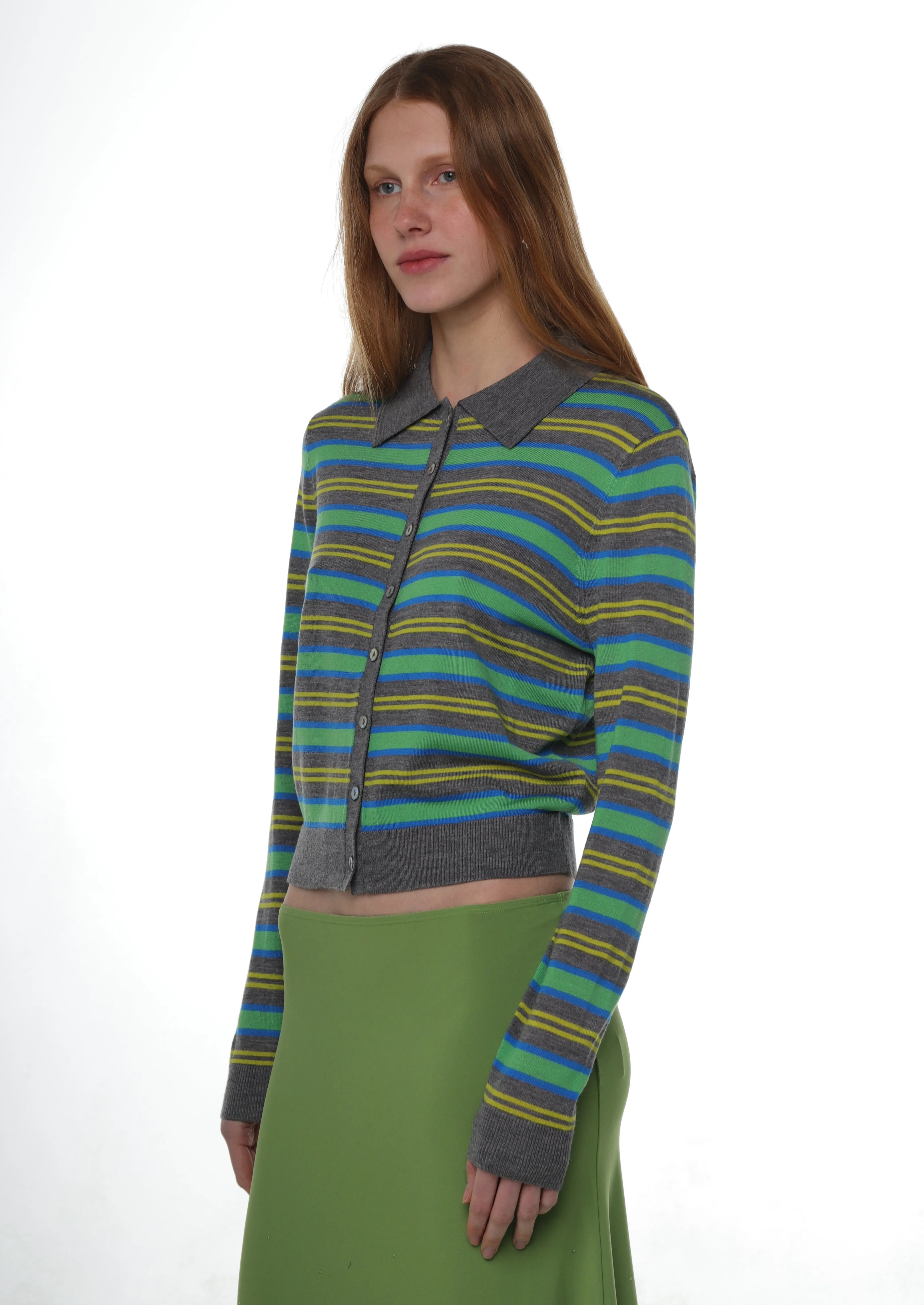 SUMMERS CARDIGAN IN GREEN STRIPE sold by Sandy Liang product image thumbnail 3
