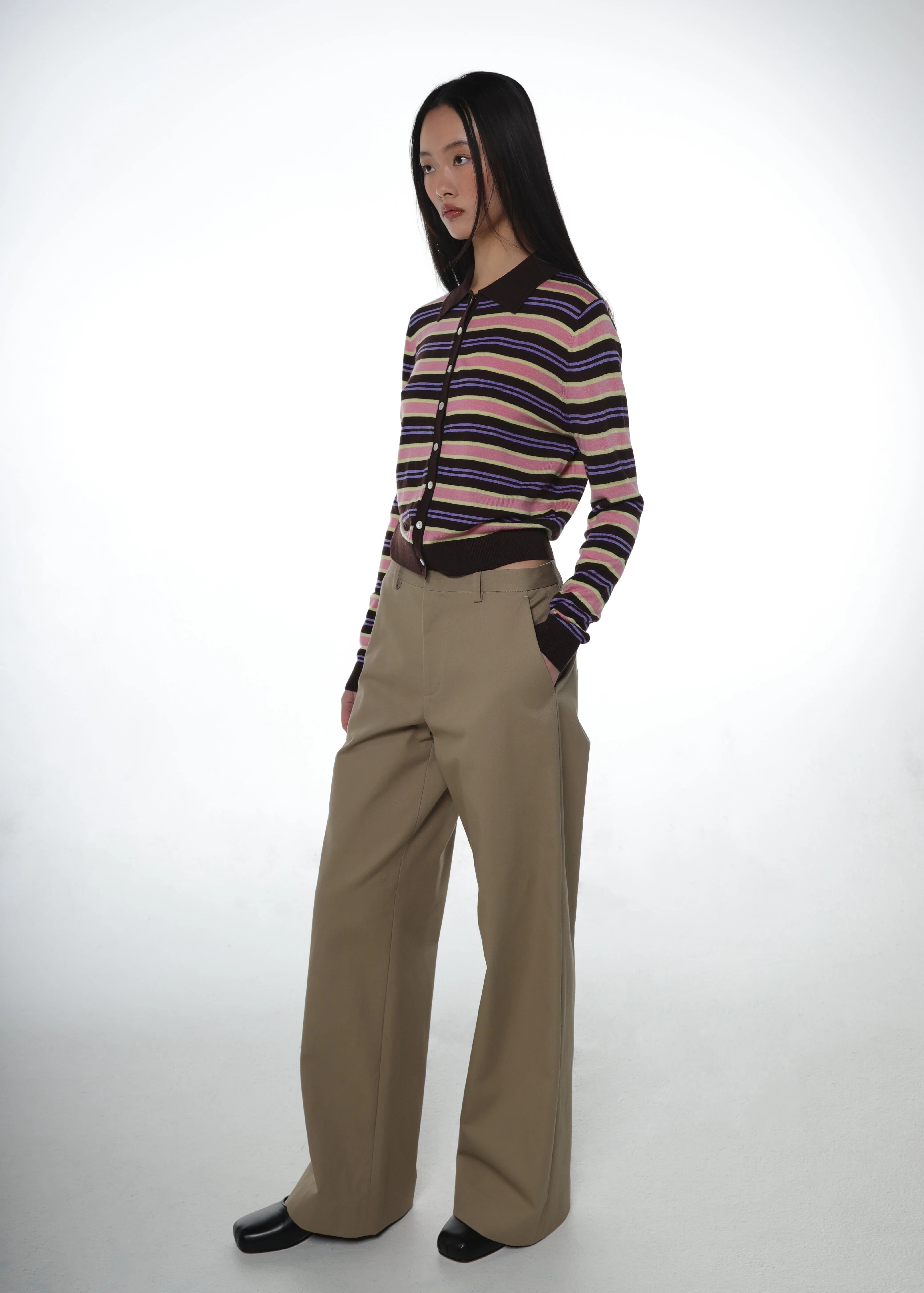 SUMMERS CARDIGAN IN BROWN STRIPE sold by Sandy Liang product image thumbnail 3