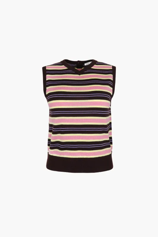 MELTY VEST IN BROWN STRIPE sold by Sandy Liang