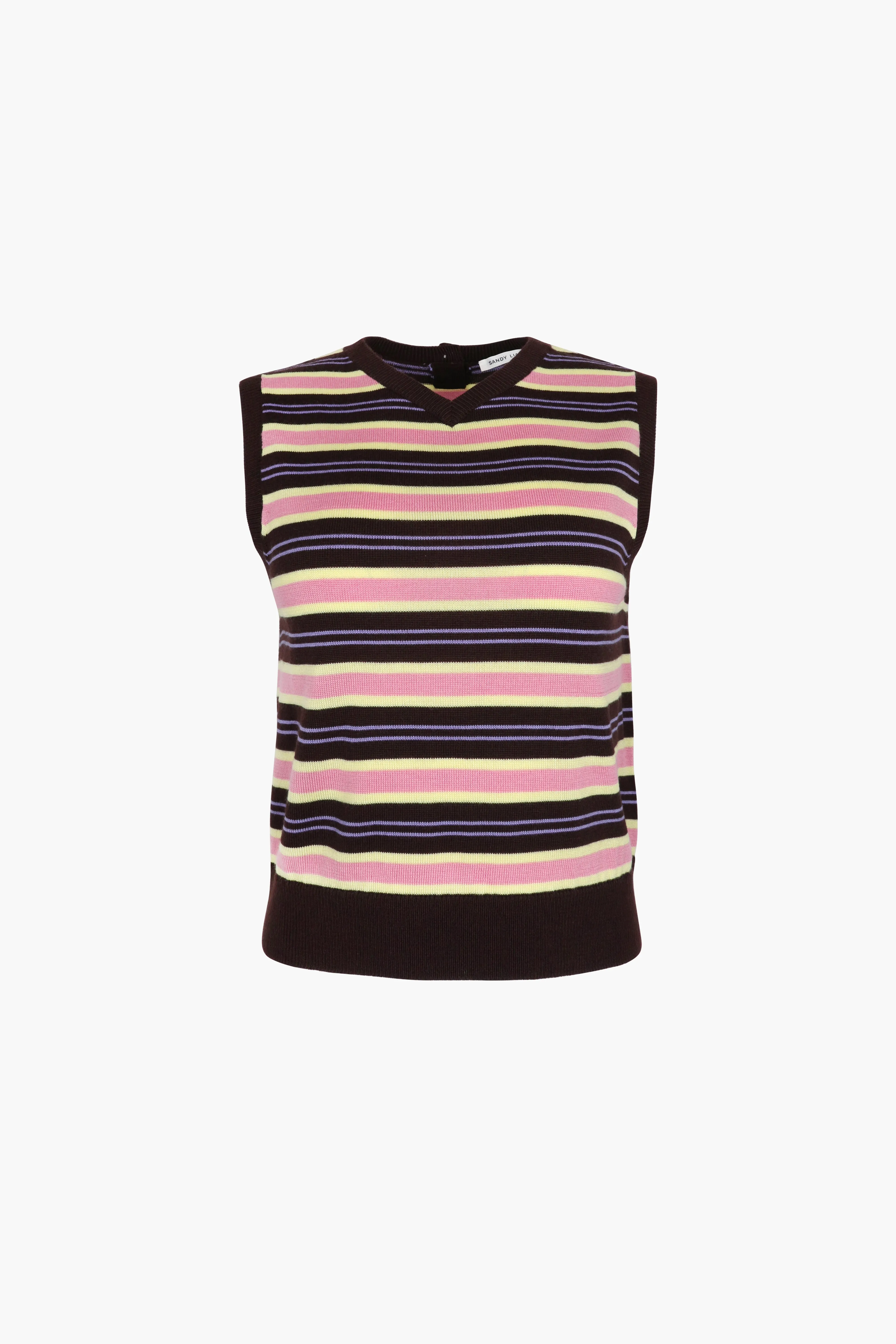 MELTY VEST IN BROWN STRIPE sold by Sandy Liang