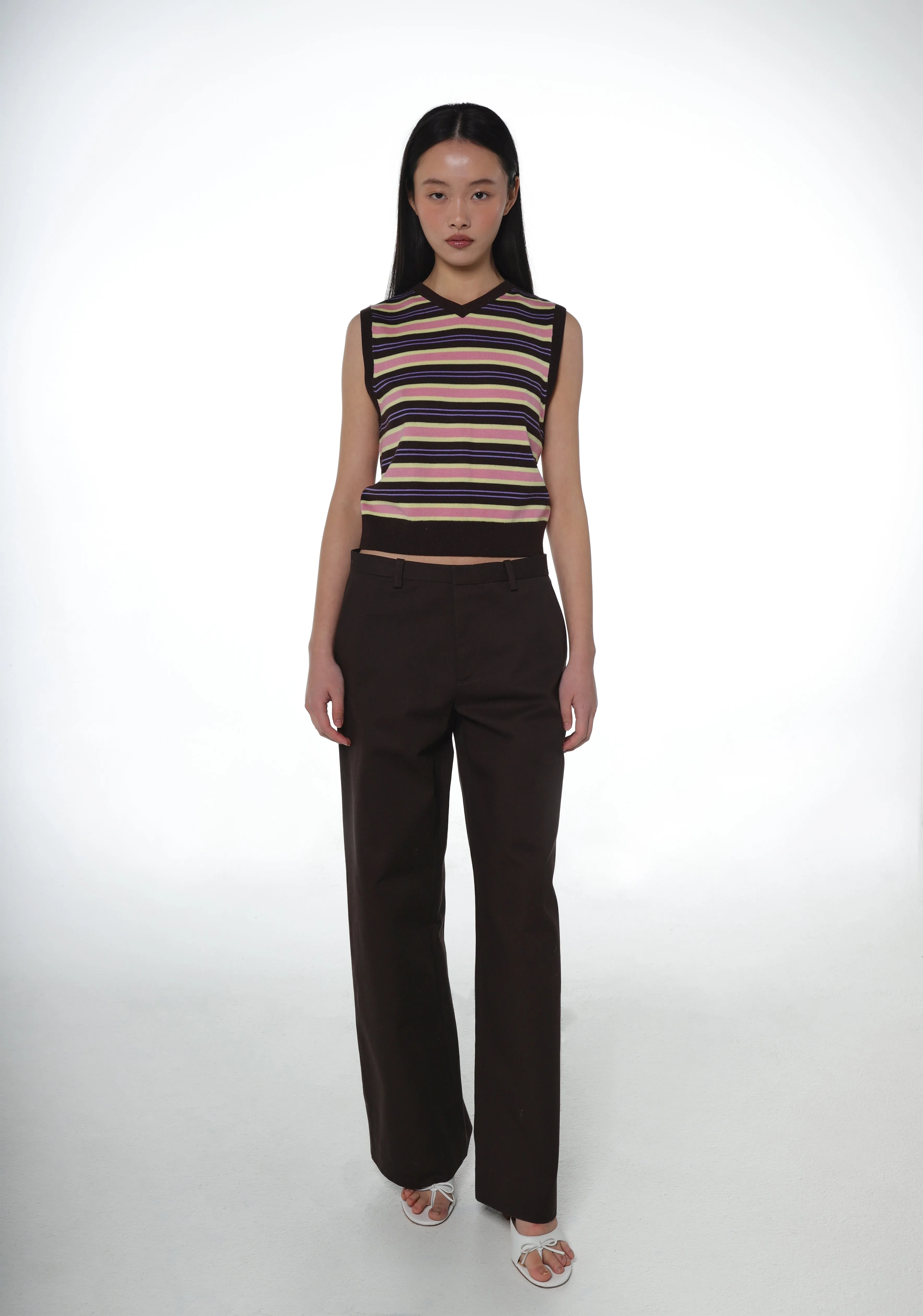 MELTY VEST IN BROWN STRIPE sold by Sandy Liang product image thumbnail 2