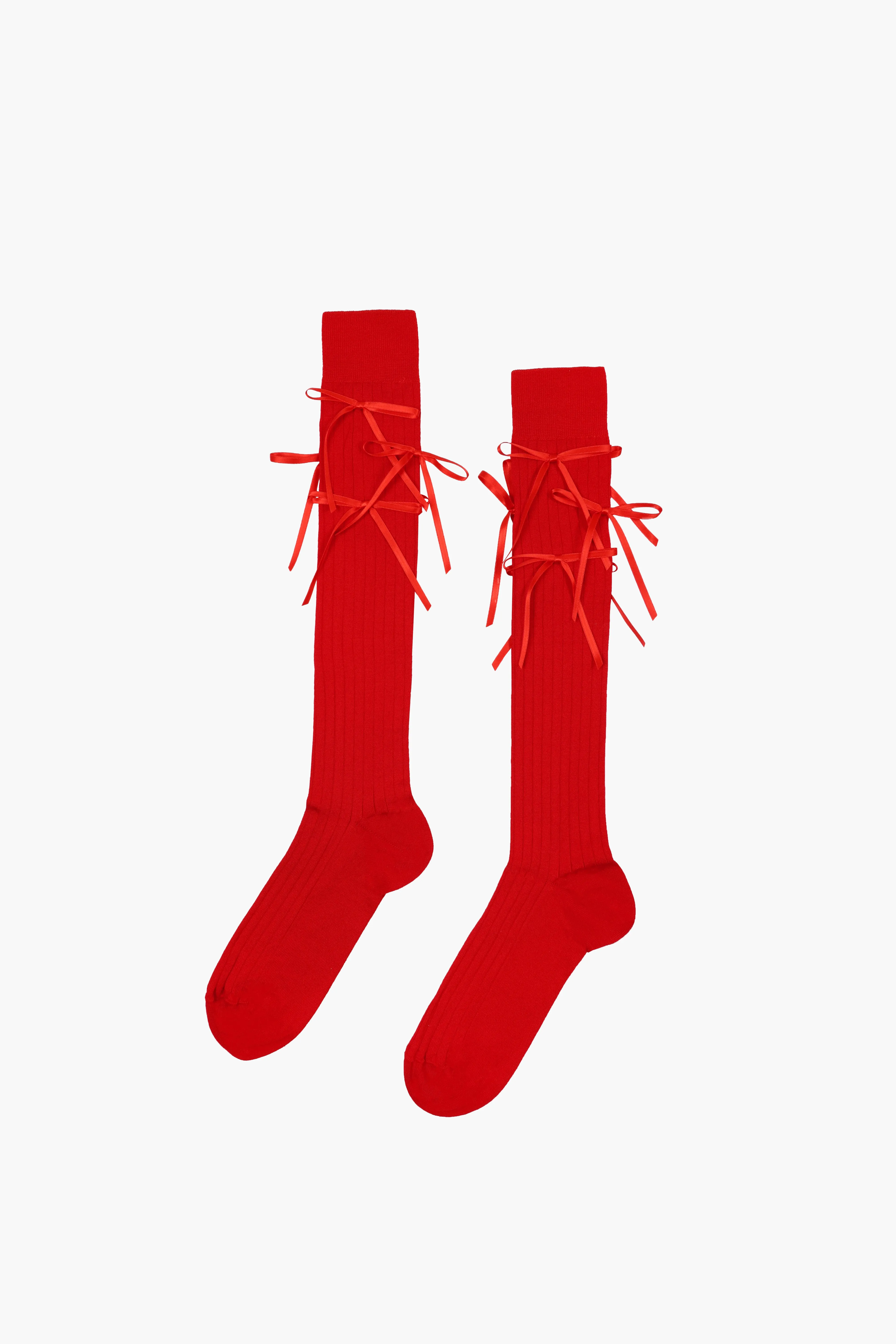 TRE SOCK IN RED sold by Sandy Liang