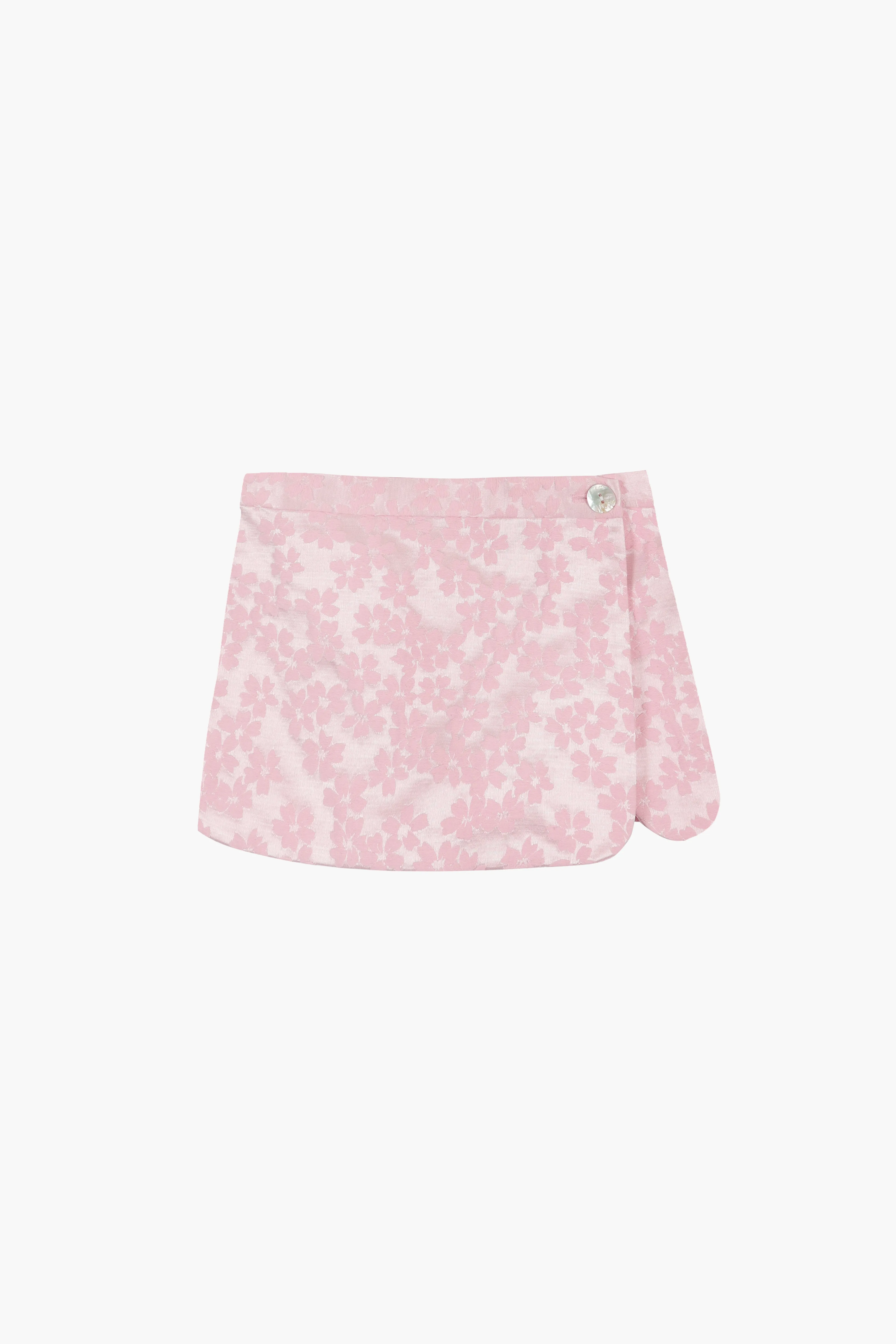 MUNCHIE SKORT IN PINK FLORAL JACQUARD sold by Sandy Liang