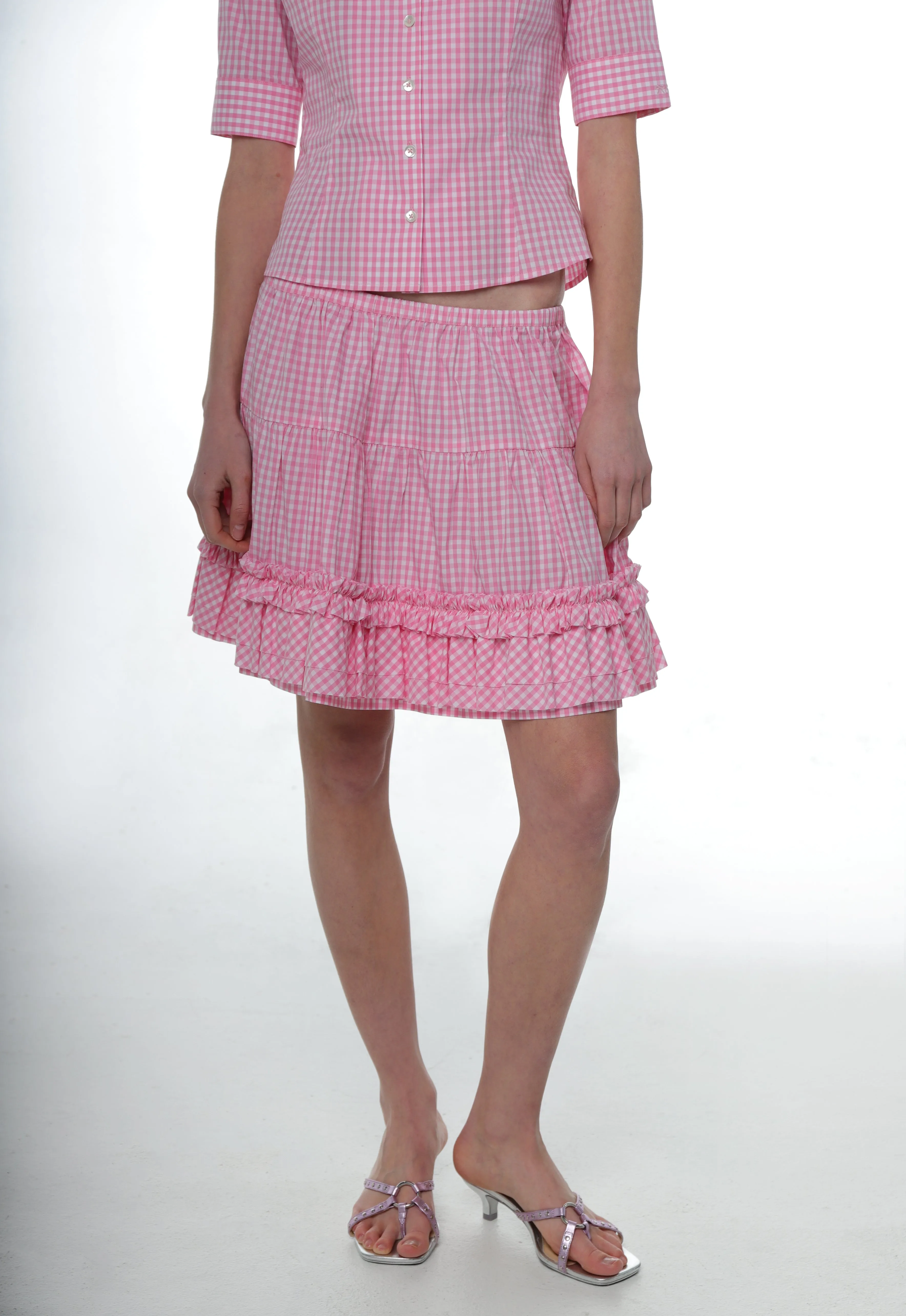 MILANESE SKIRT IN PINK GINGHAM sold by Sandy Liang product image thumbnail 3