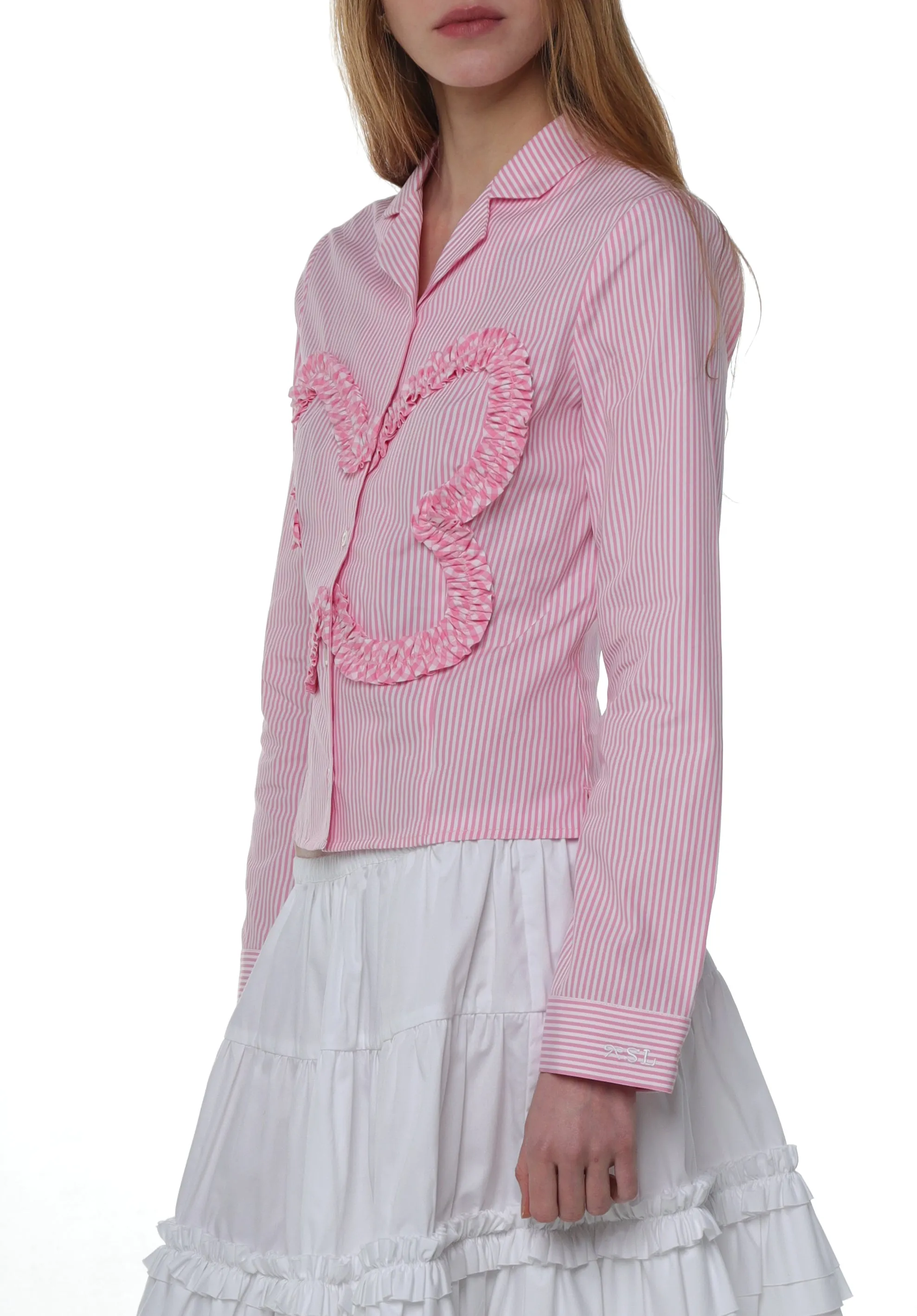 PAPILLON TOP IN PINK STRIPE sold by Sandy Liang product image thumbnail 3