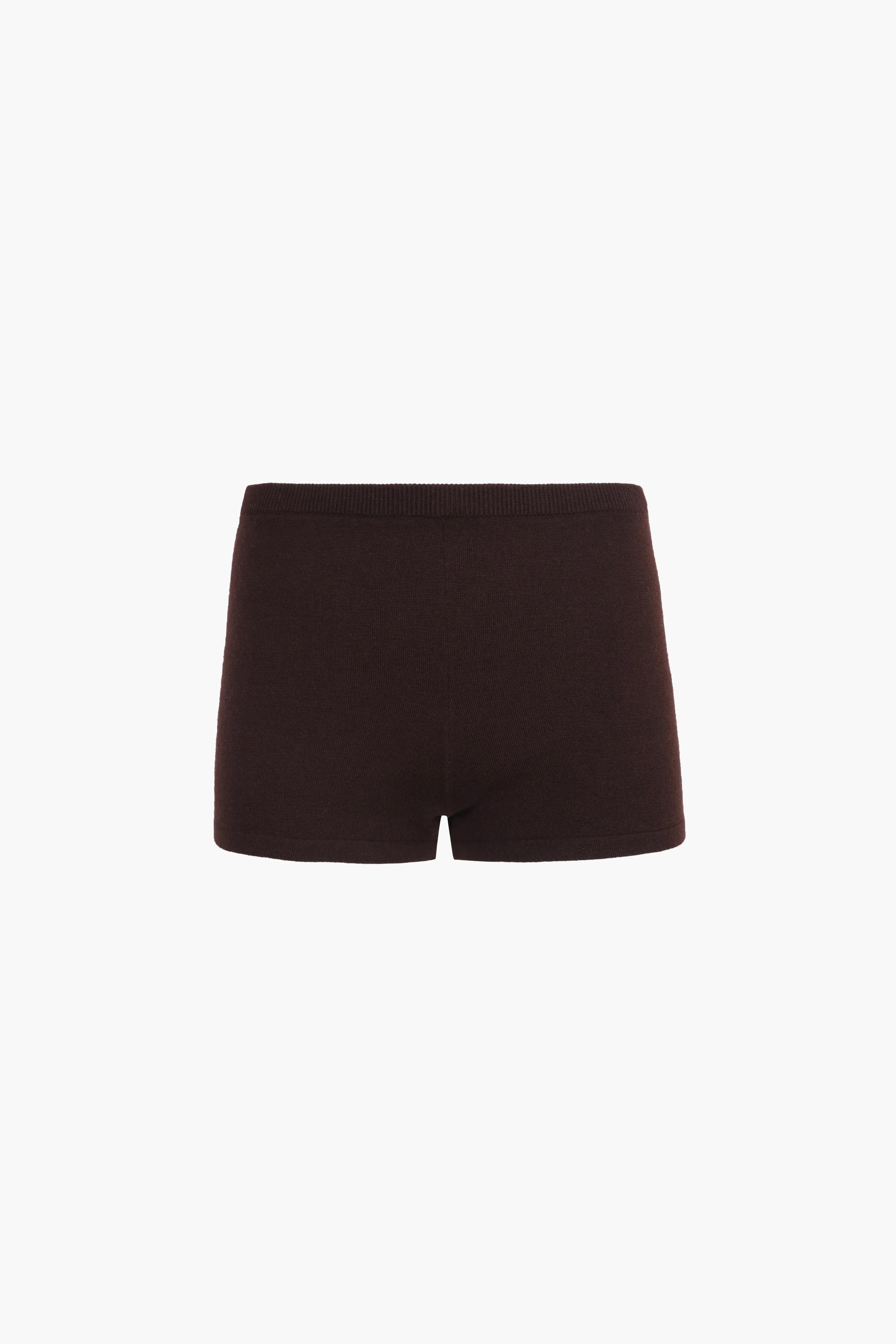 HAZY KNIT SHORTS IN BROWN sold by Sandy Liang