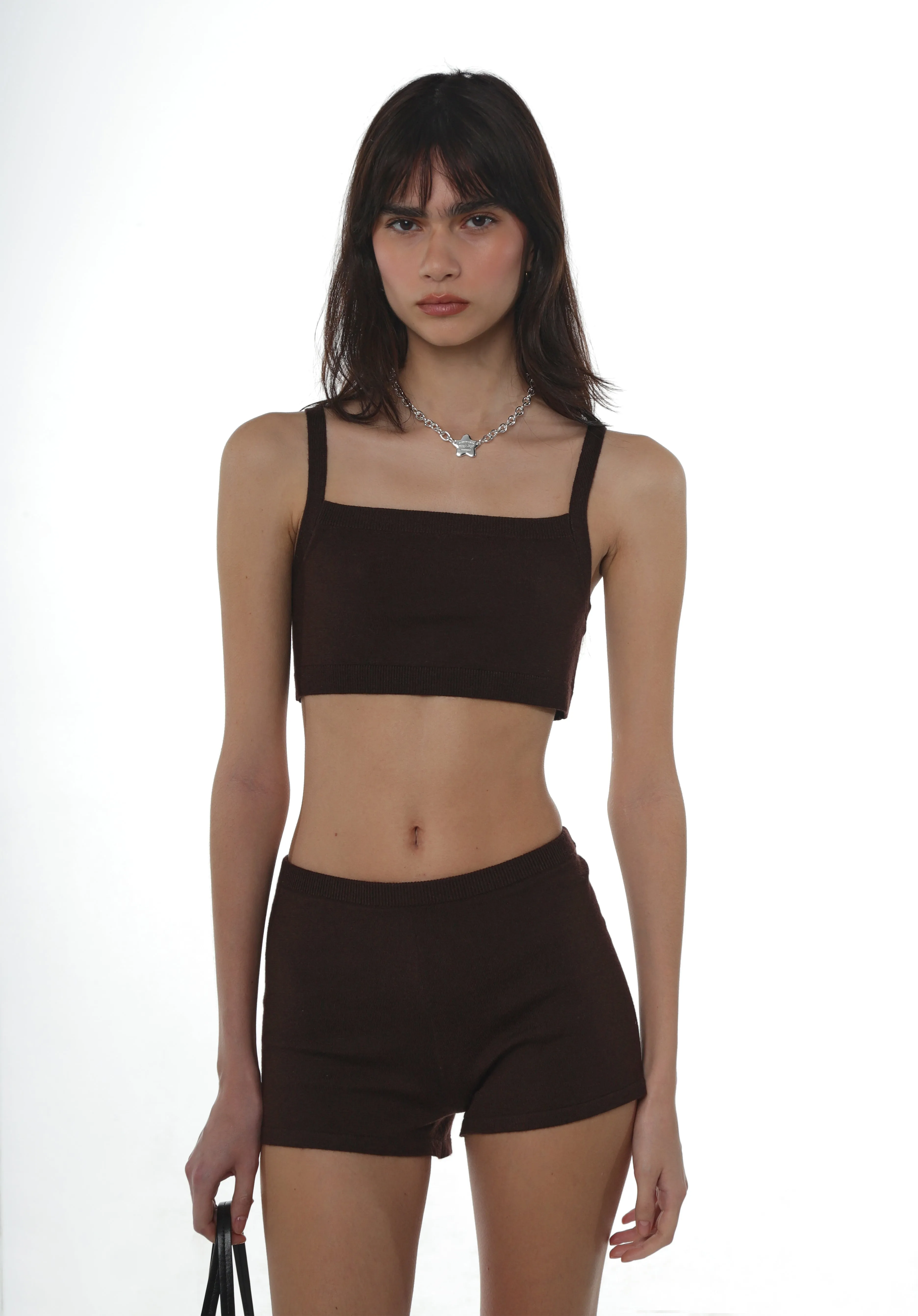 HAZY KNIT SHORTS IN BROWN sold by Sandy Liang product image thumbnail 4