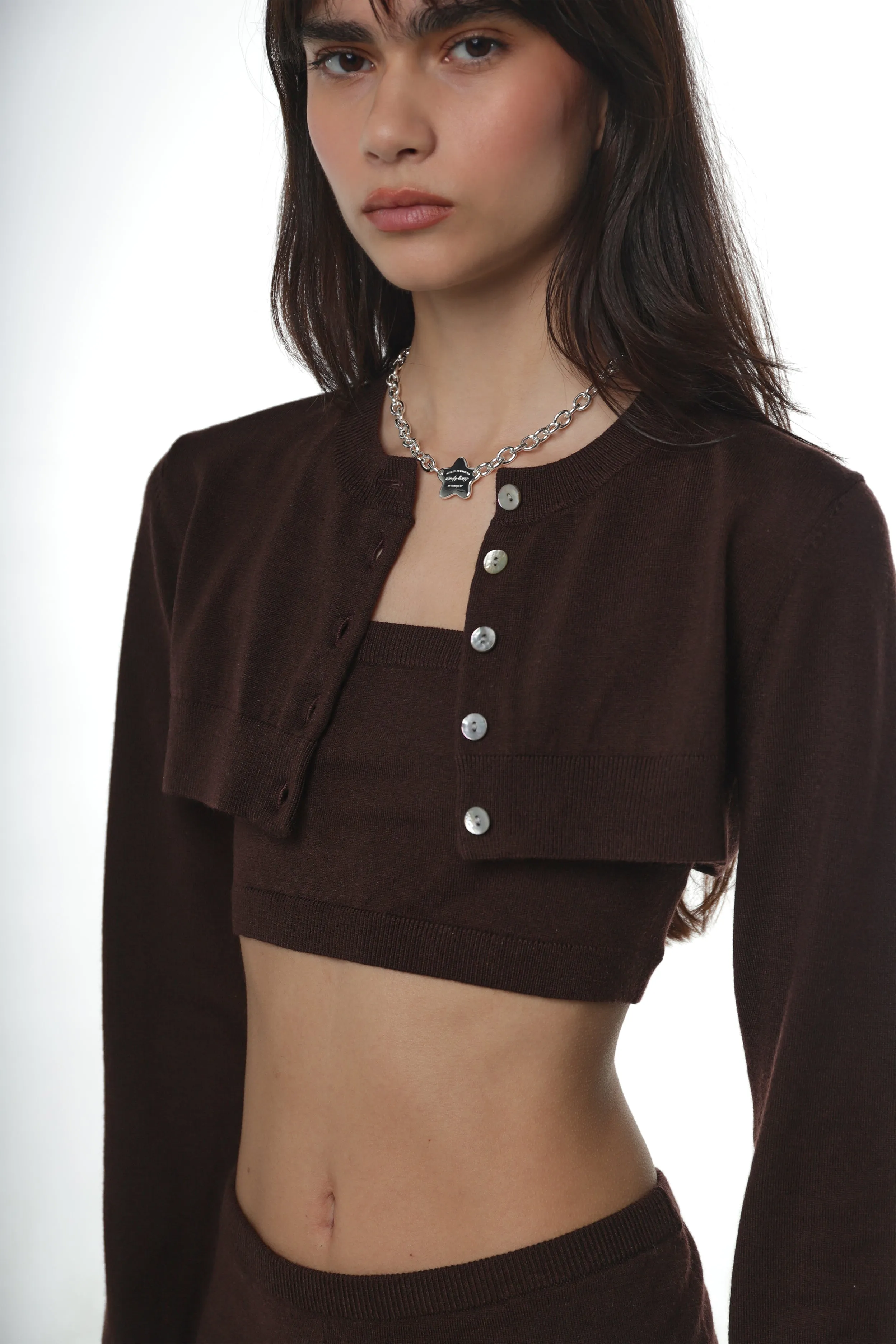 CHIP CARDIGAN IN BROWN sold by Sandy Liang product image thumbnail 3