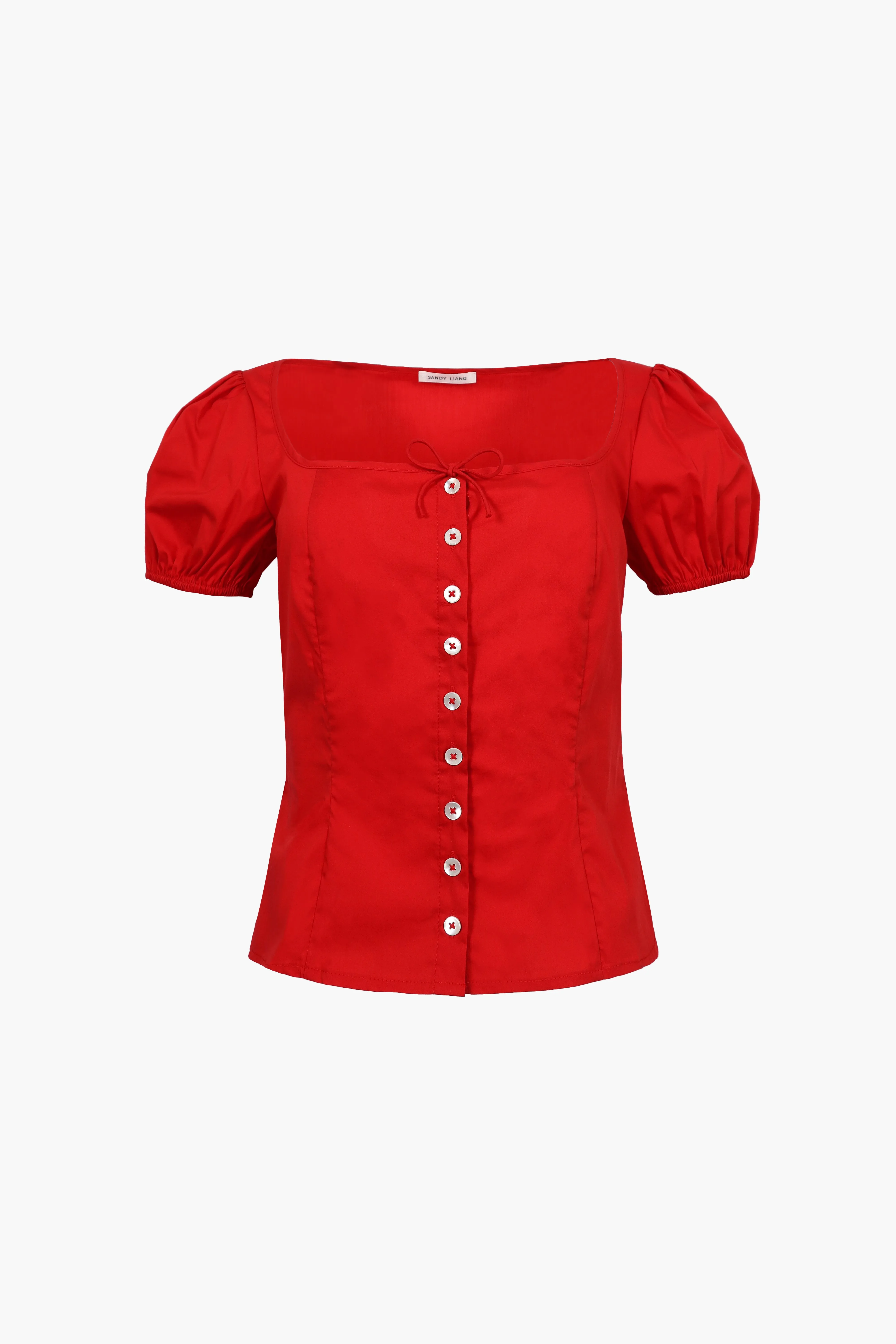 WALNUT TOP IN RED sold by Sandy Liang