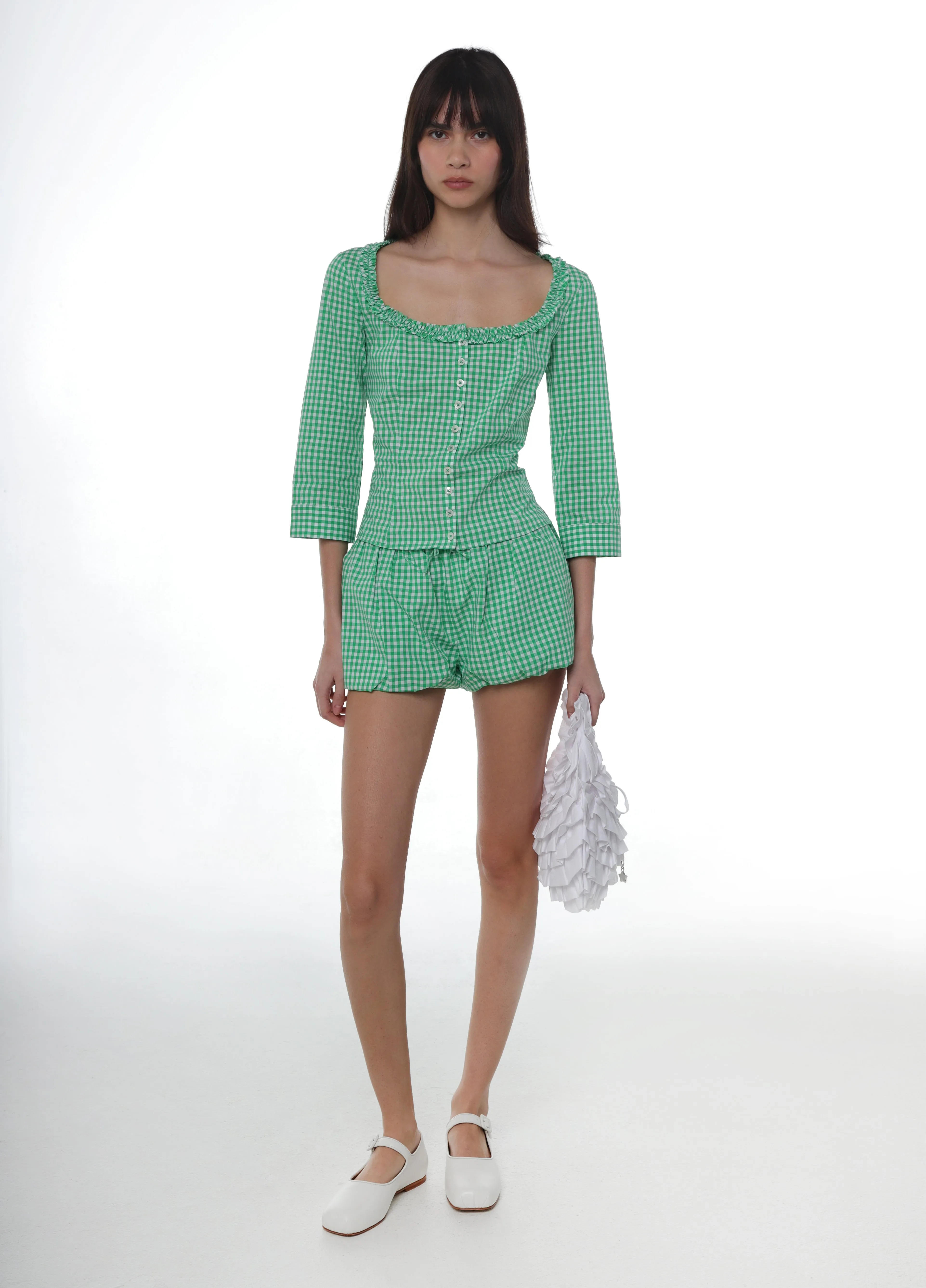 SIMONA TOP IN GREEN GINGHAM sold by Sandy Liang product image thumbnail 2