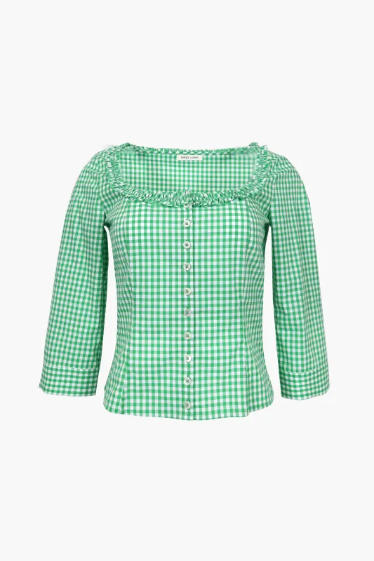 SIMONA TOP IN GREEN GINGHAM sold by Sandy Liang