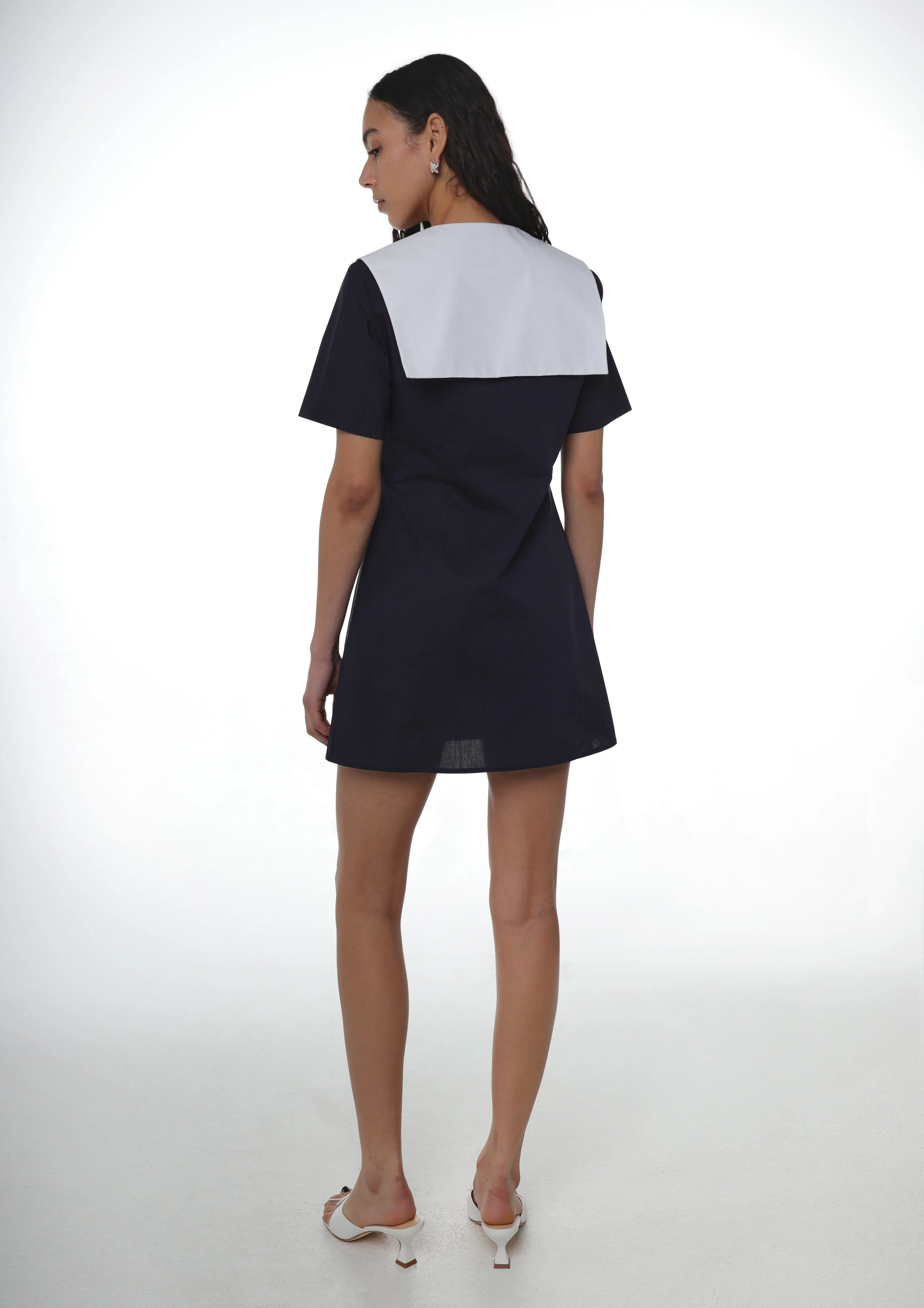RILA SHIRT DRESS IN NAVY sold by Sandy Liang product image thumbnail 3
