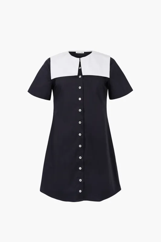 RILA SHIRT DRESS IN NAVY sold by Sandy Liang