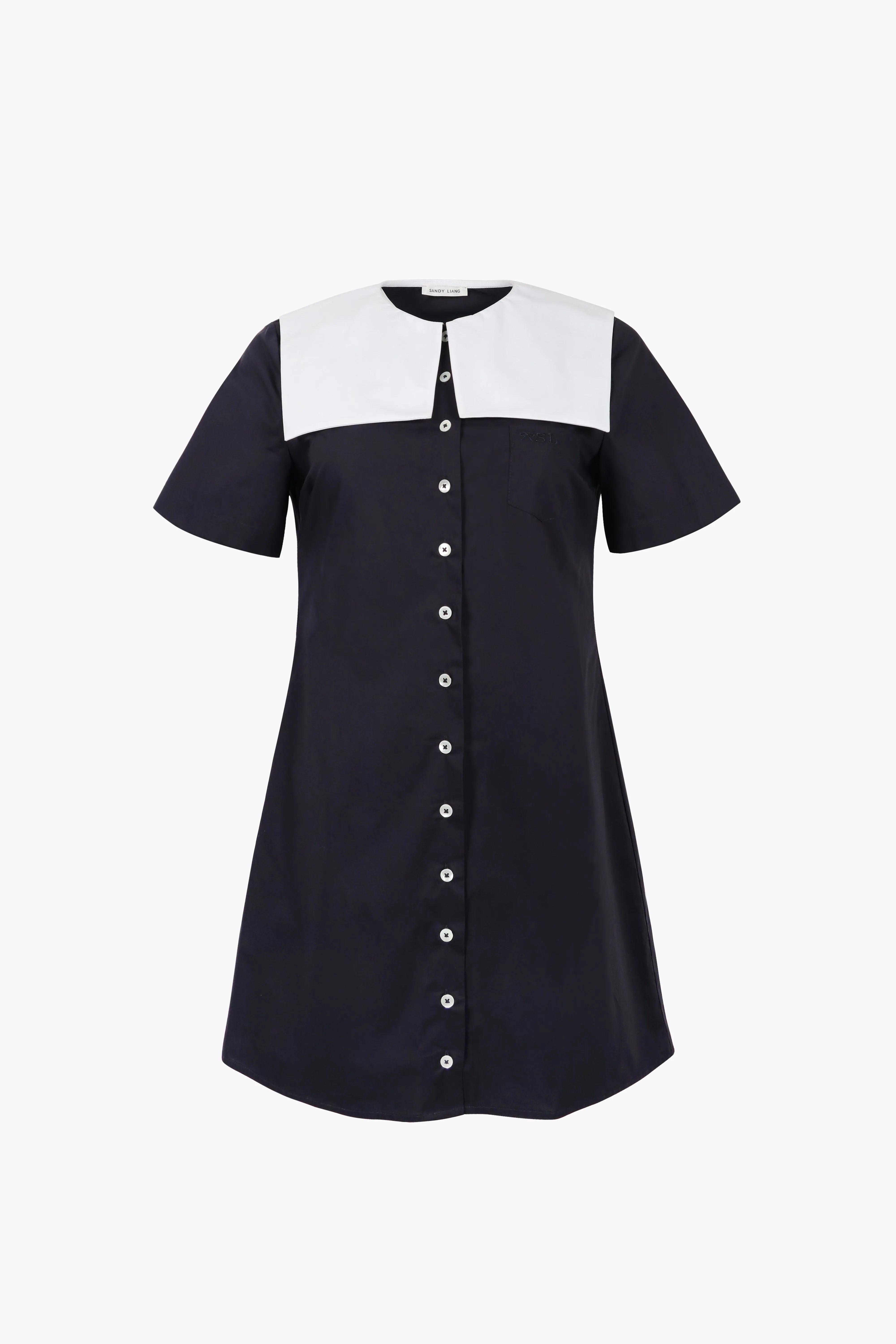 RILA SHIRT DRESS IN NAVY sold by Sandy Liang