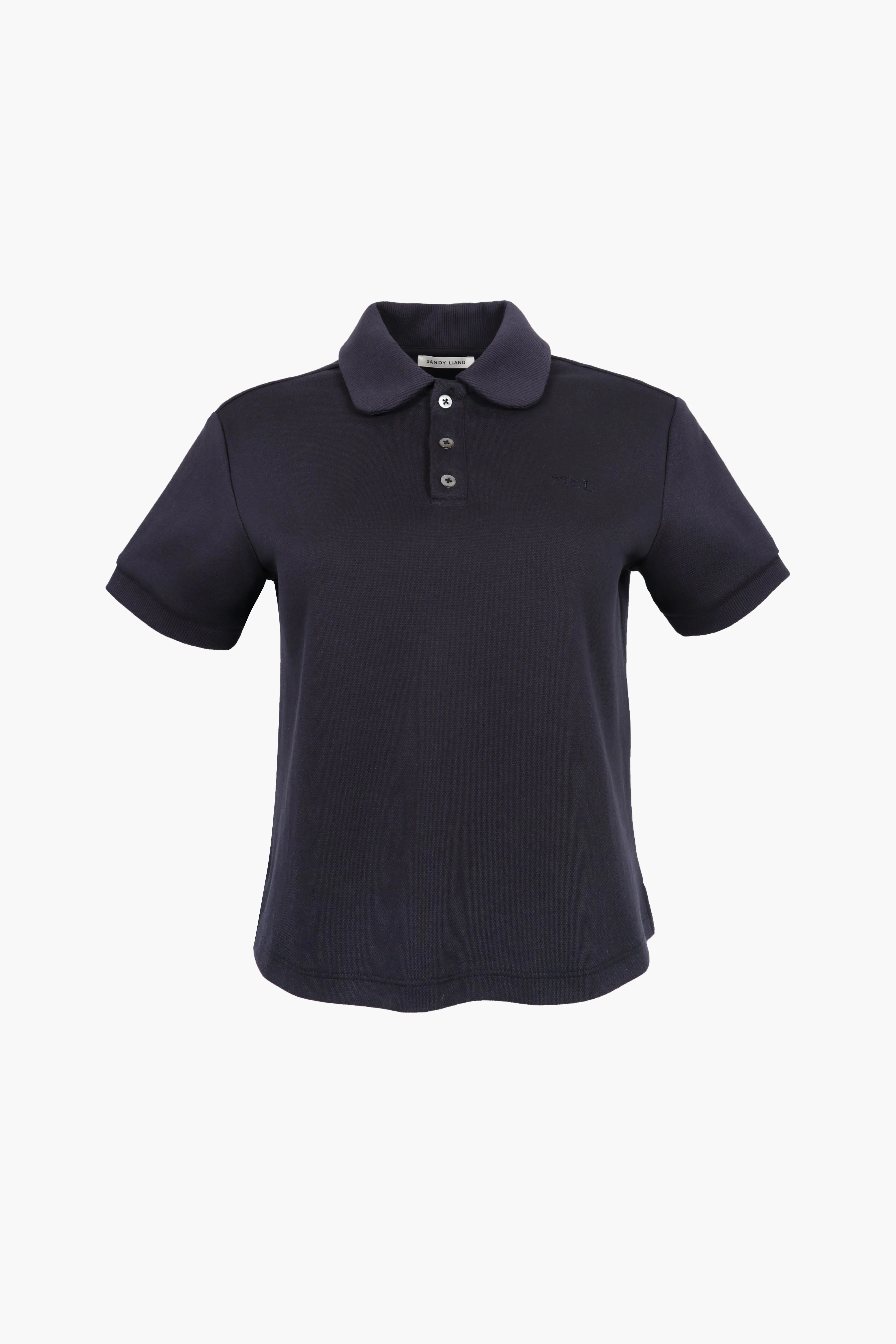 LOUISE POLO IN NAVY sold by Sandy Liang