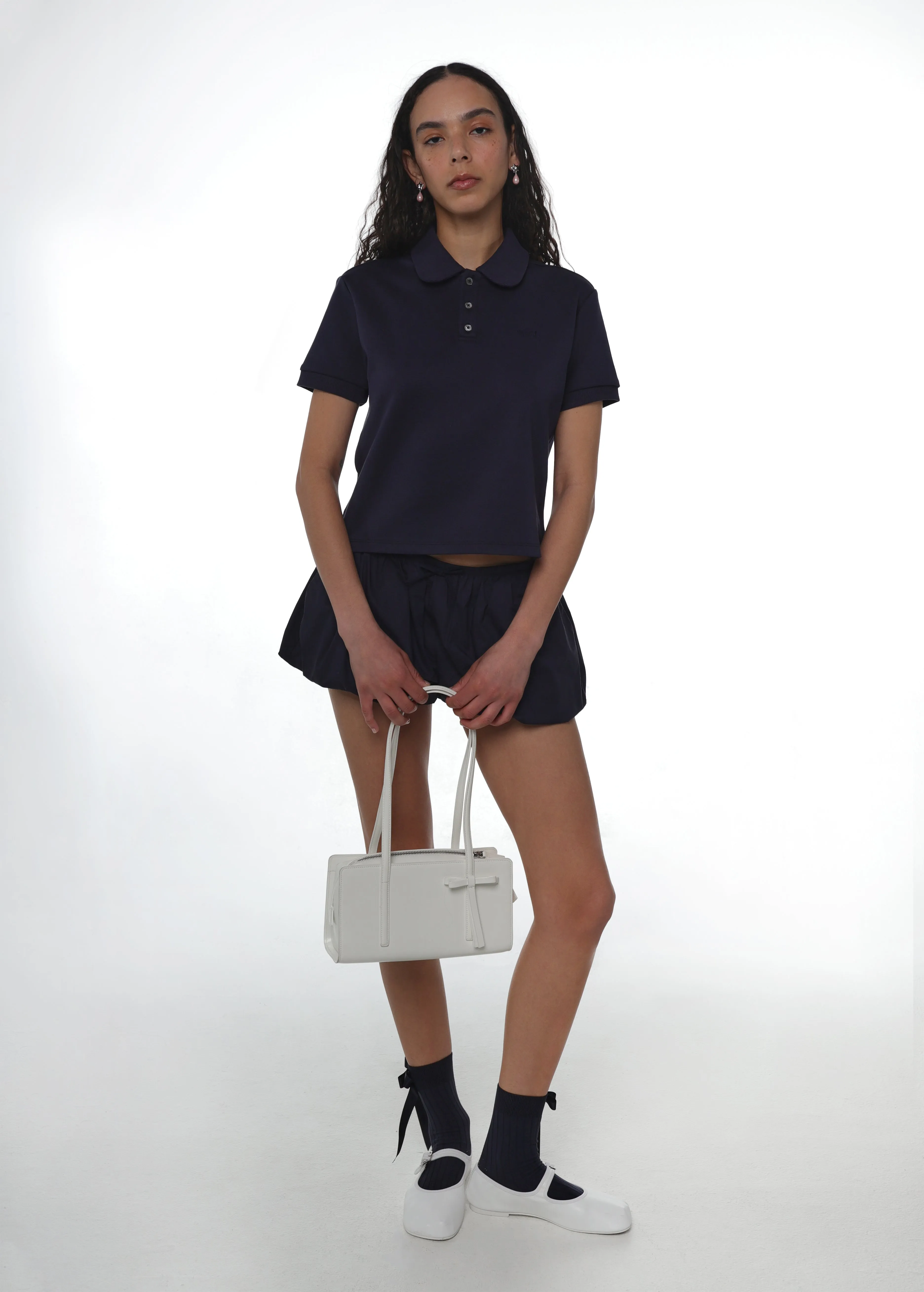 LOUISE POLO IN NAVY sold by Sandy Liang product image thumbnail 4