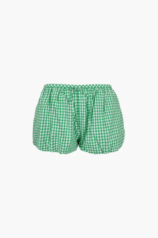KAYO SHORTS IN GREEN GINGHAM sold by Sandy Liang