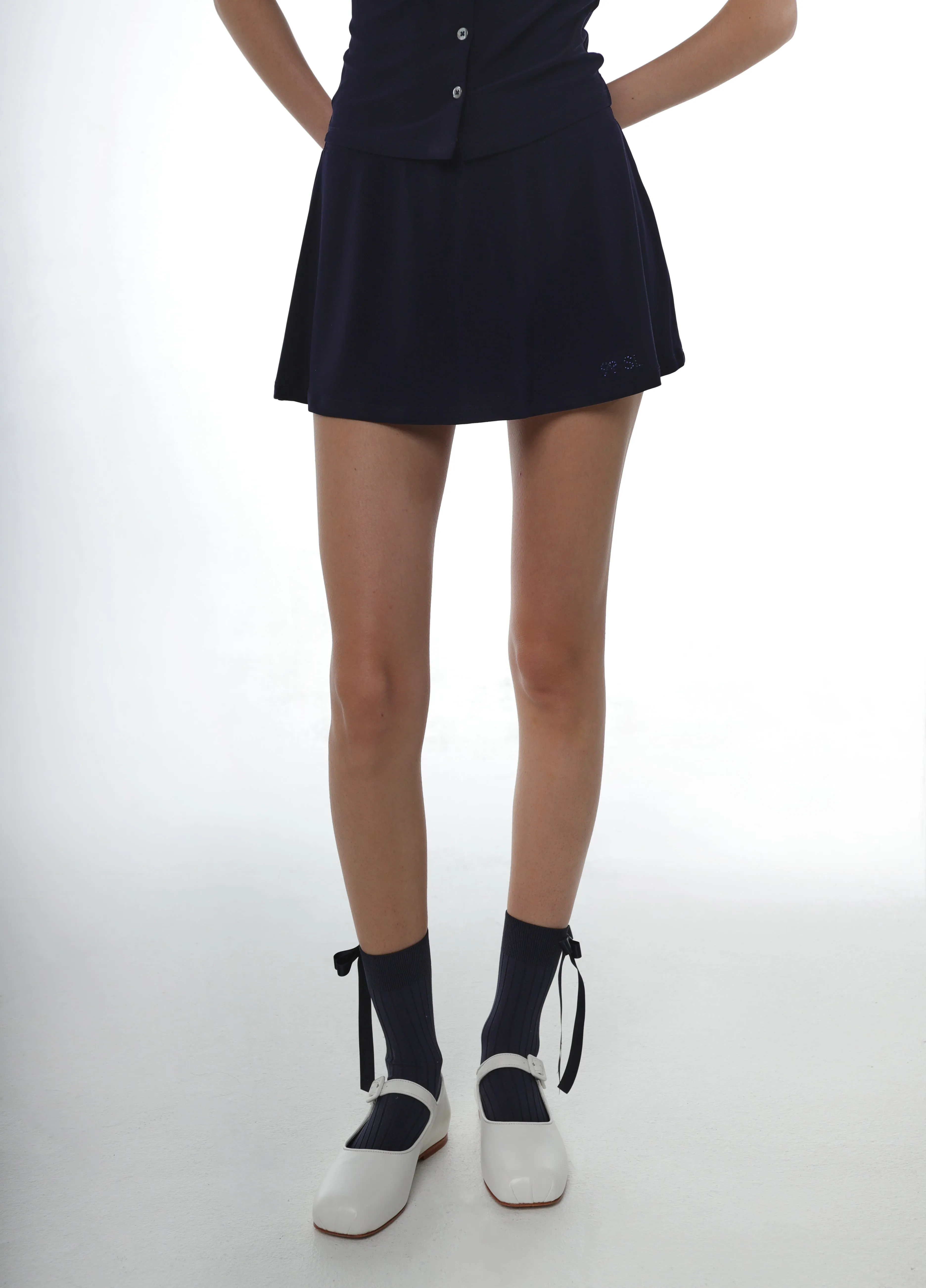 MONDO SKORT IN NAVY sold by Sandy Liang product image thumbnail 5
