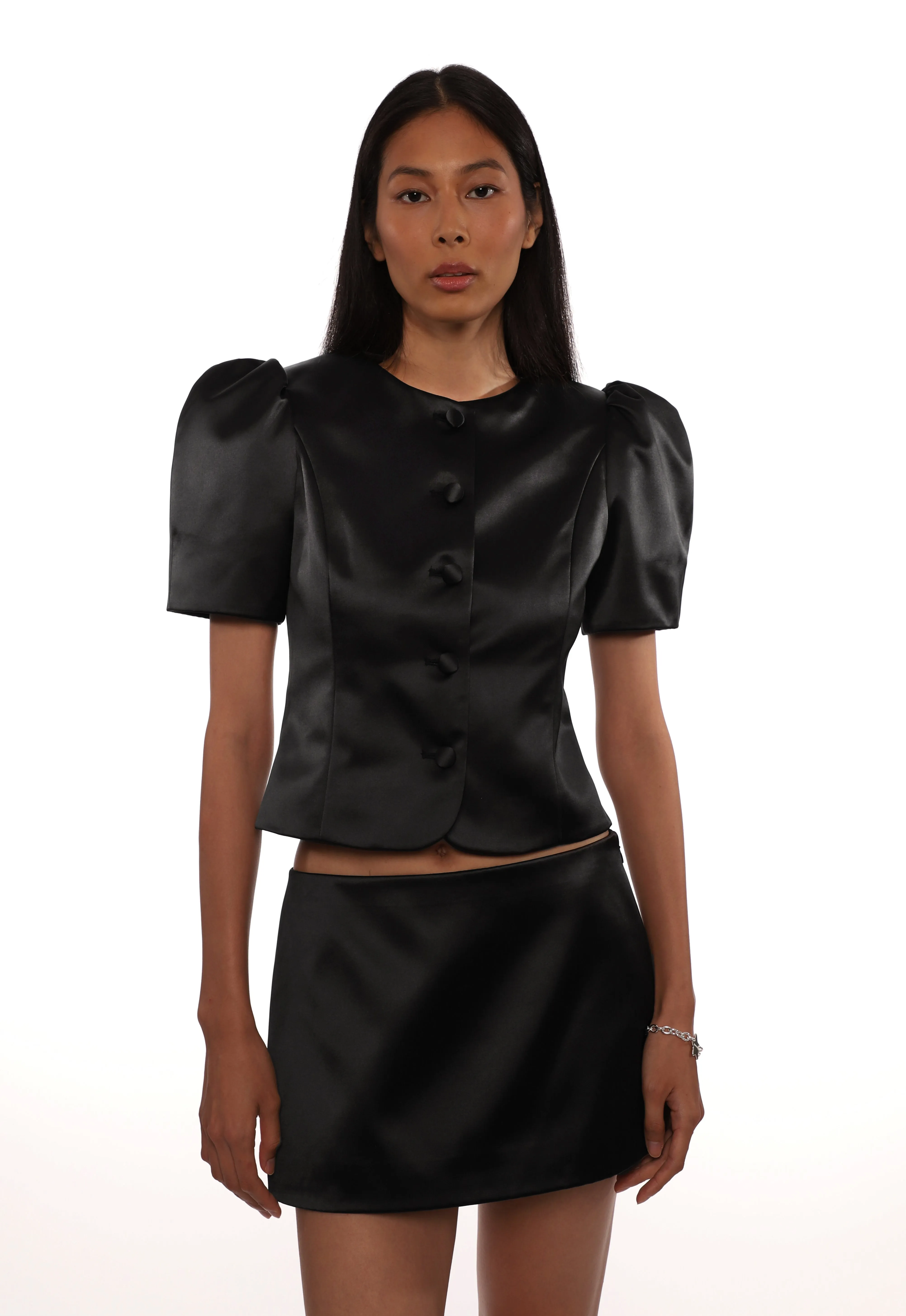 BONNY JACKET IN BLACK SATIN sold by Sandy Liang product image thumbnail 4